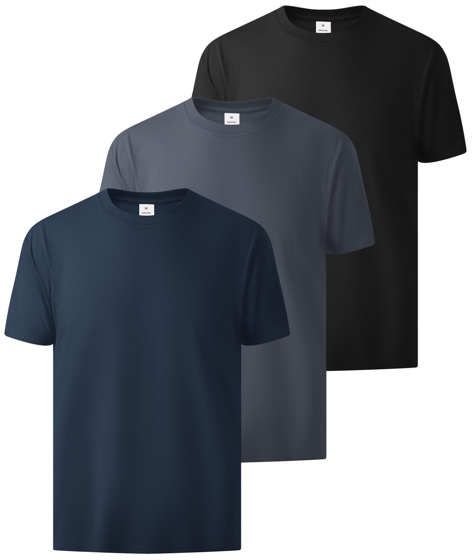 ZITY 3 Pack Men's T-Shirts Cotton Crew Neck Basic Tee Short Sleeve Soft Casual Shirts Summer Tops