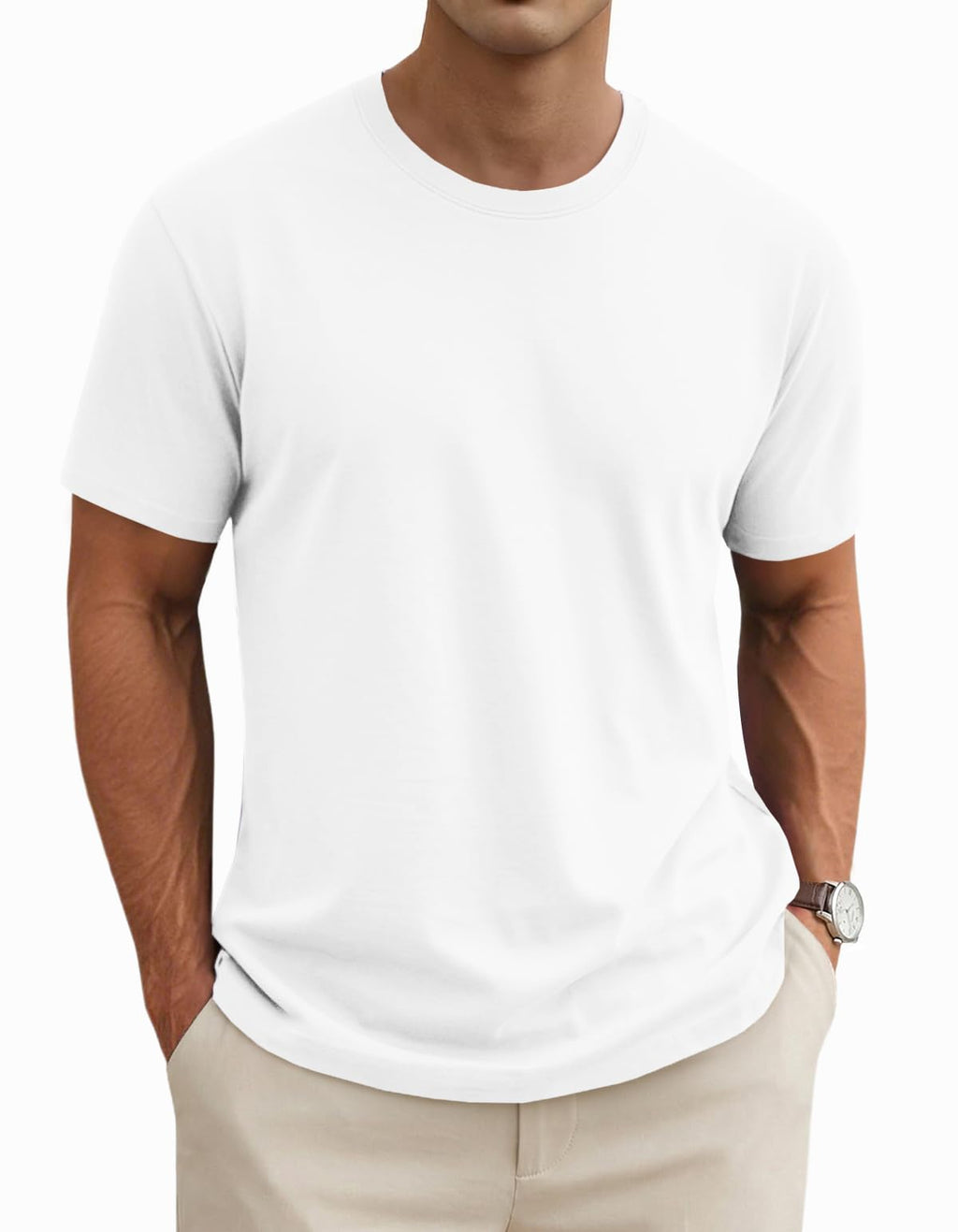 MAGNIVIT Men's Shirts Short Sleeve Cotton T-Shirt Crew Neck Light Tees Classic Basic Casual Tops Plain Soft Shirt