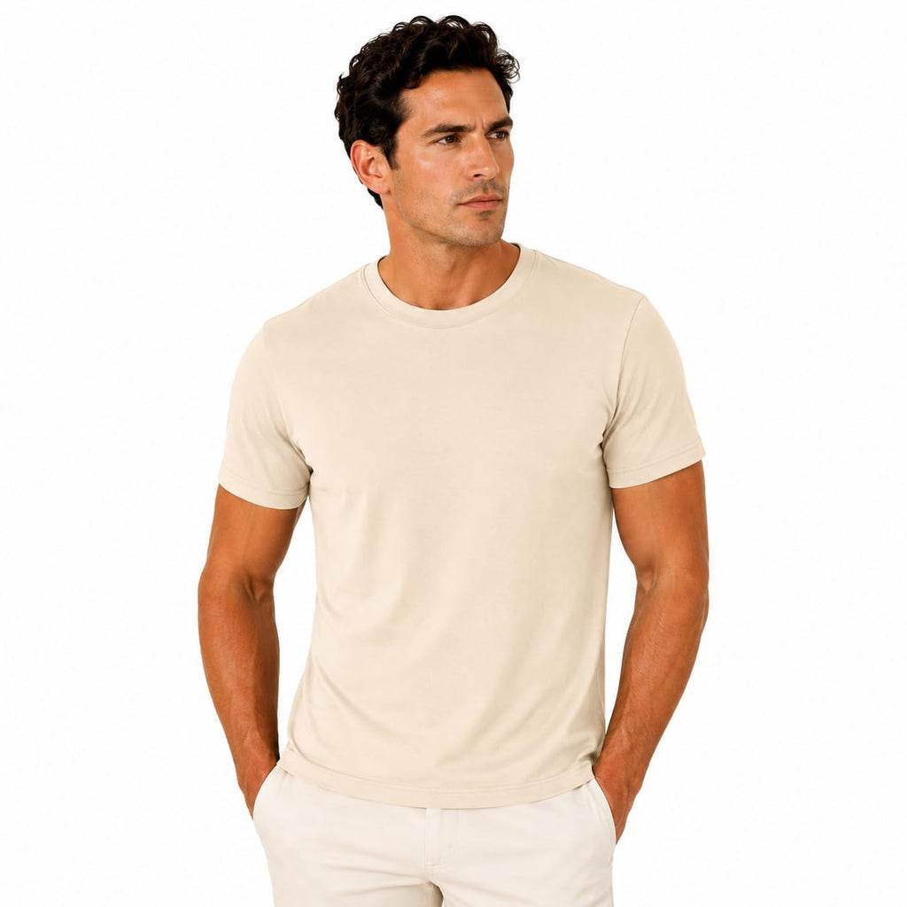 Men's Essential 100% Cotton Crew Neck T-Shirt - Plain, Short Sleeve, Regular Fit, Premium, Super Soft, Classic Everyday Wear