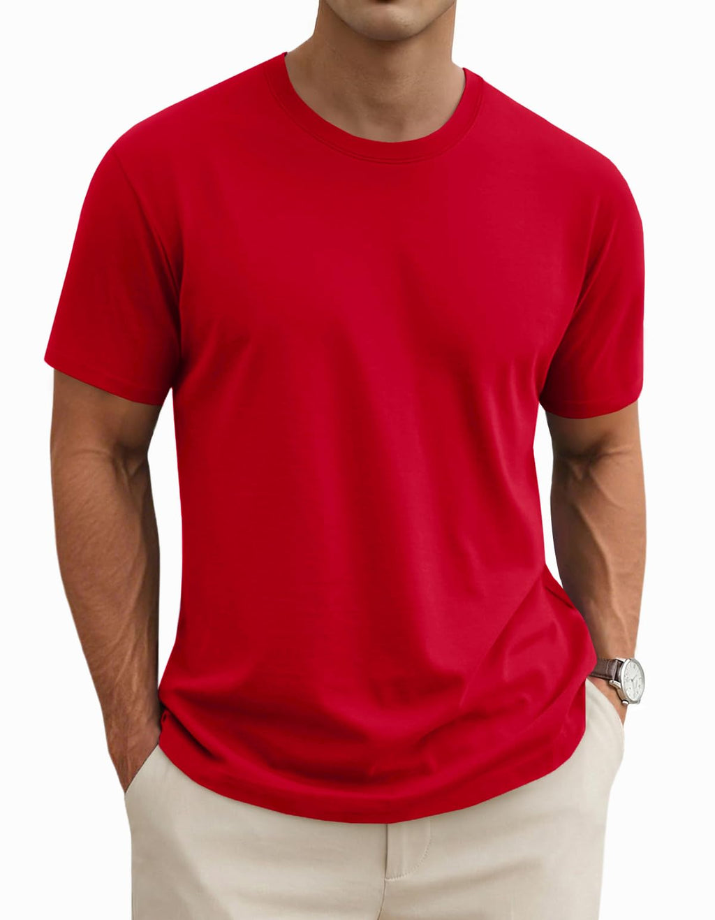 MAGNIVIT Men's Shirts Short Sleeve Cotton T-Shirt Crew Neck Light Tees Classic Basic Casual Tops Plain Soft Shirt