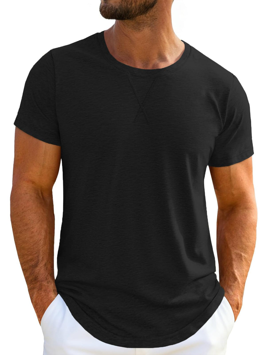 Runcati Mens Short Sleeve T-Shirts Crew Neck Casual Shirt Summer Classic Basic Lightweight Fashion Tees
