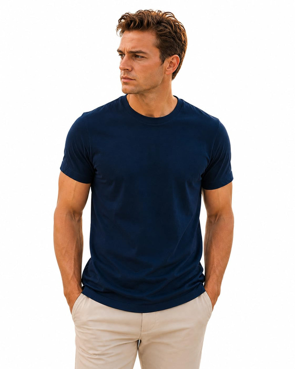 Men's Essential 100% Cotton Crew Neck T-Shirt - Plain, Short Sleeve, Regular Fit, Premium, Super Soft, Classic Everyday Wear
