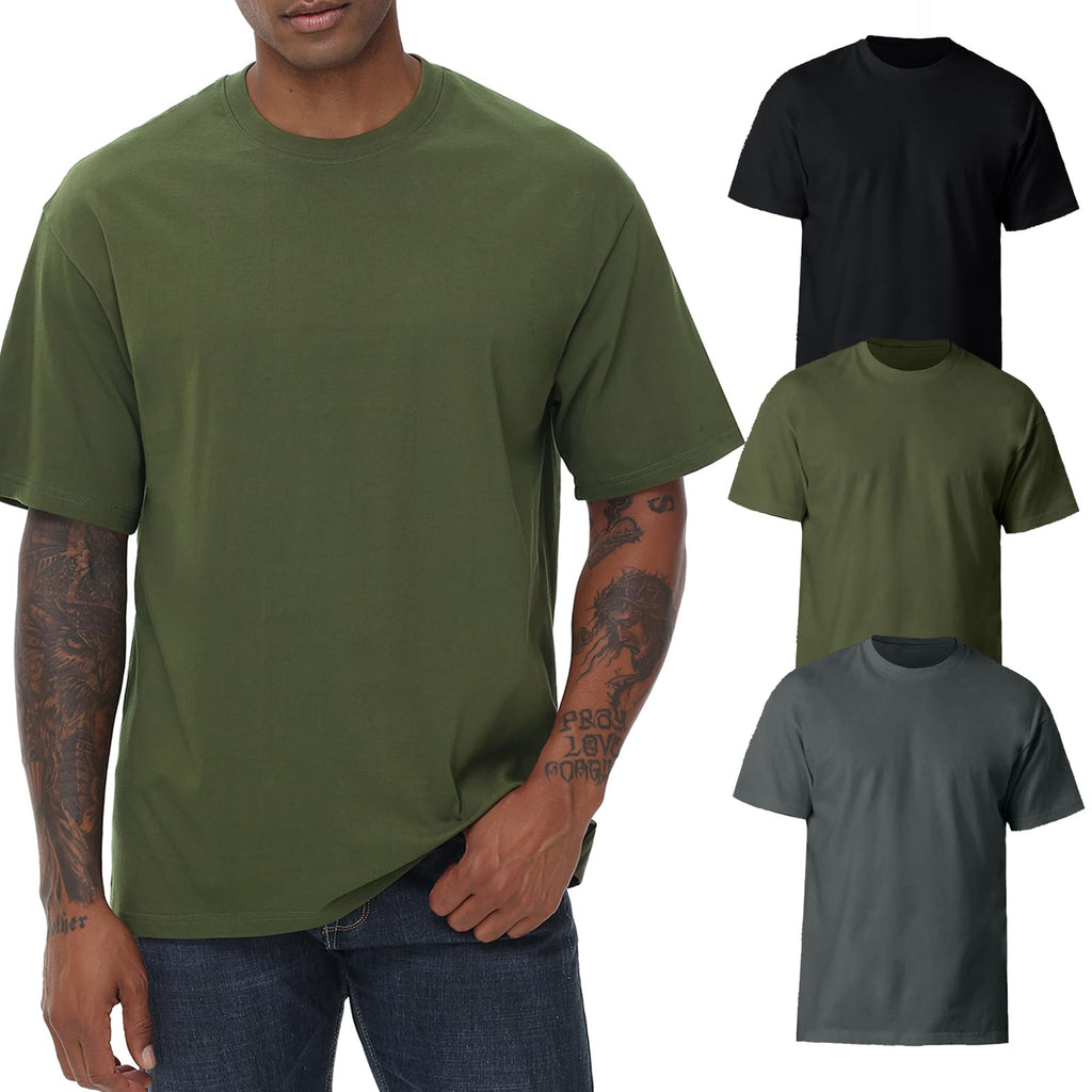 KEEPSHOWING Mens Cotton T Shirts Short Sleeve Crew Neck Basic T-Shirt Essentials Crewneck Cotton T-Shirts Tees for Men