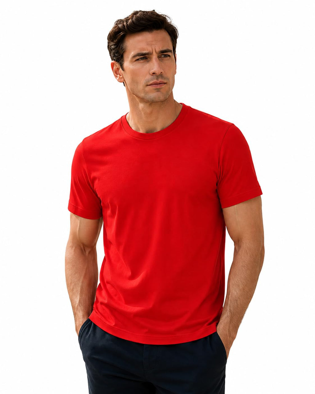 Men's Essential 100% Cotton Crew Neck T-Shirt - Plain, Short Sleeve, Regular Fit, Premium, Super Soft, Classic Everyday Wear
