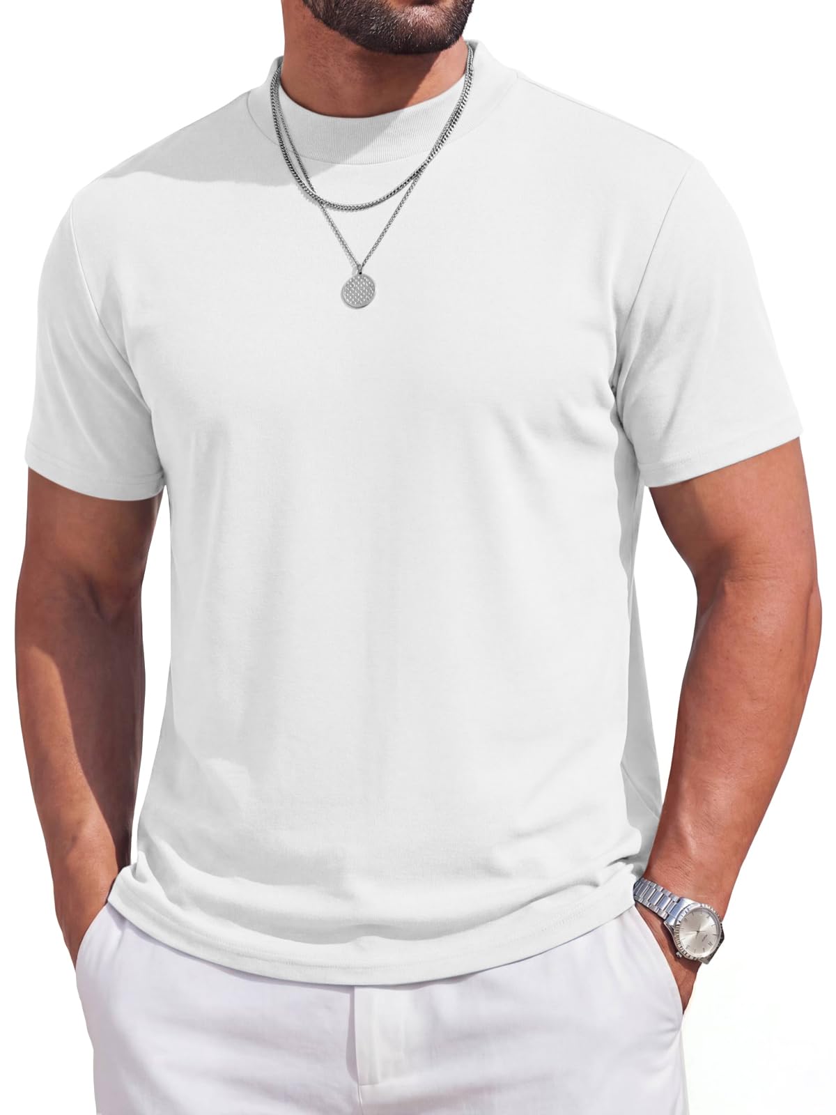 Runcati Mens Short Sleeve T-Shirts Crew Neck Casual Shirt Summer Classic Basic Lightweight Fashion Tees