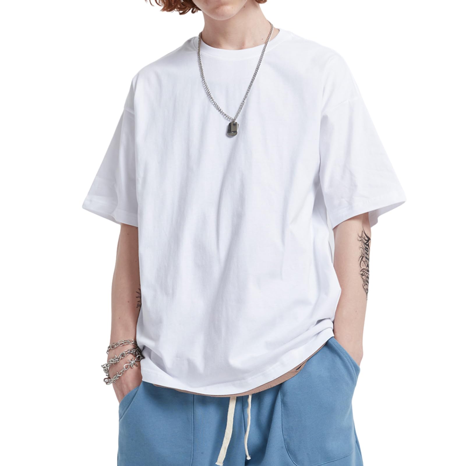 KEEPSHOWING Mens Cotton T Shirts Short Sleeve Crew Neck Basic T-Shirt Essentials Crewneck Cotton T-Shirts Tees for Men