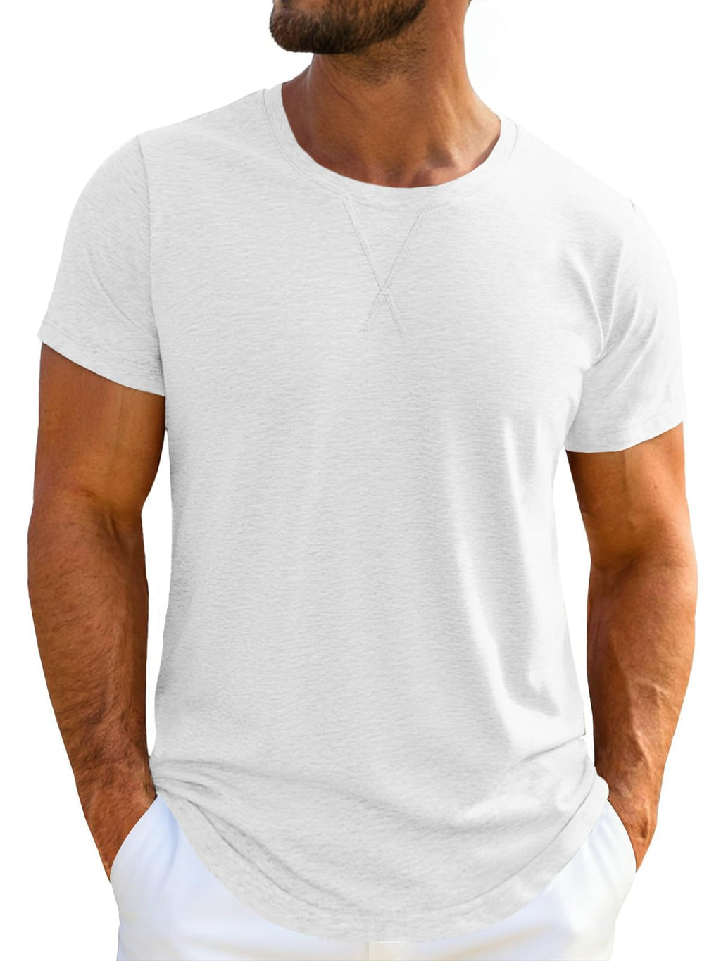 Runcati Mens Short Sleeve T-Shirts Crew Neck Casual Shirt Summer Classic Basic Lightweight Fashion Tees
