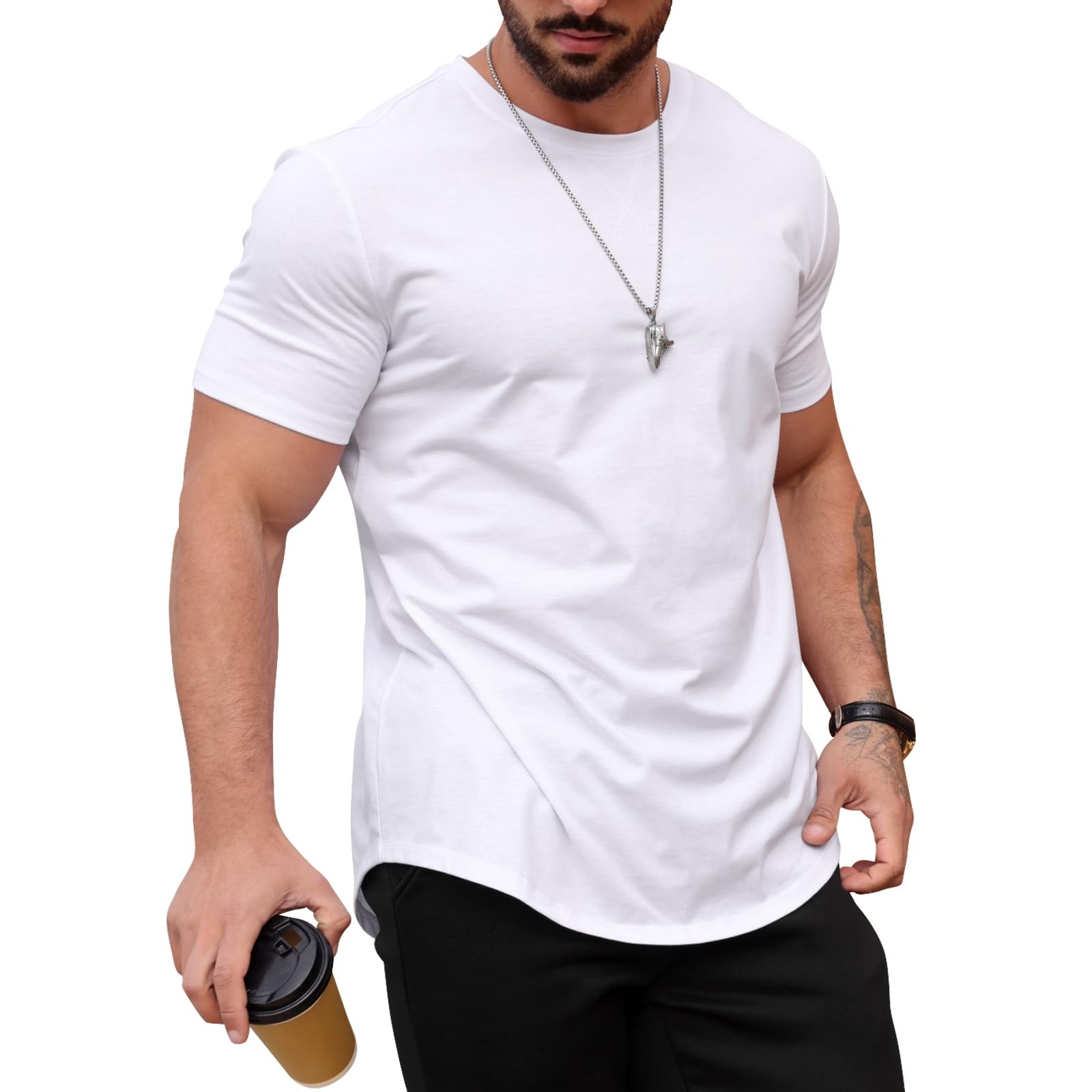 COOFANDY Men's T Shirt Short Sleeve Cotton Blend T-Shirts Crew Neck Casual Summer Basic Tee Shirts