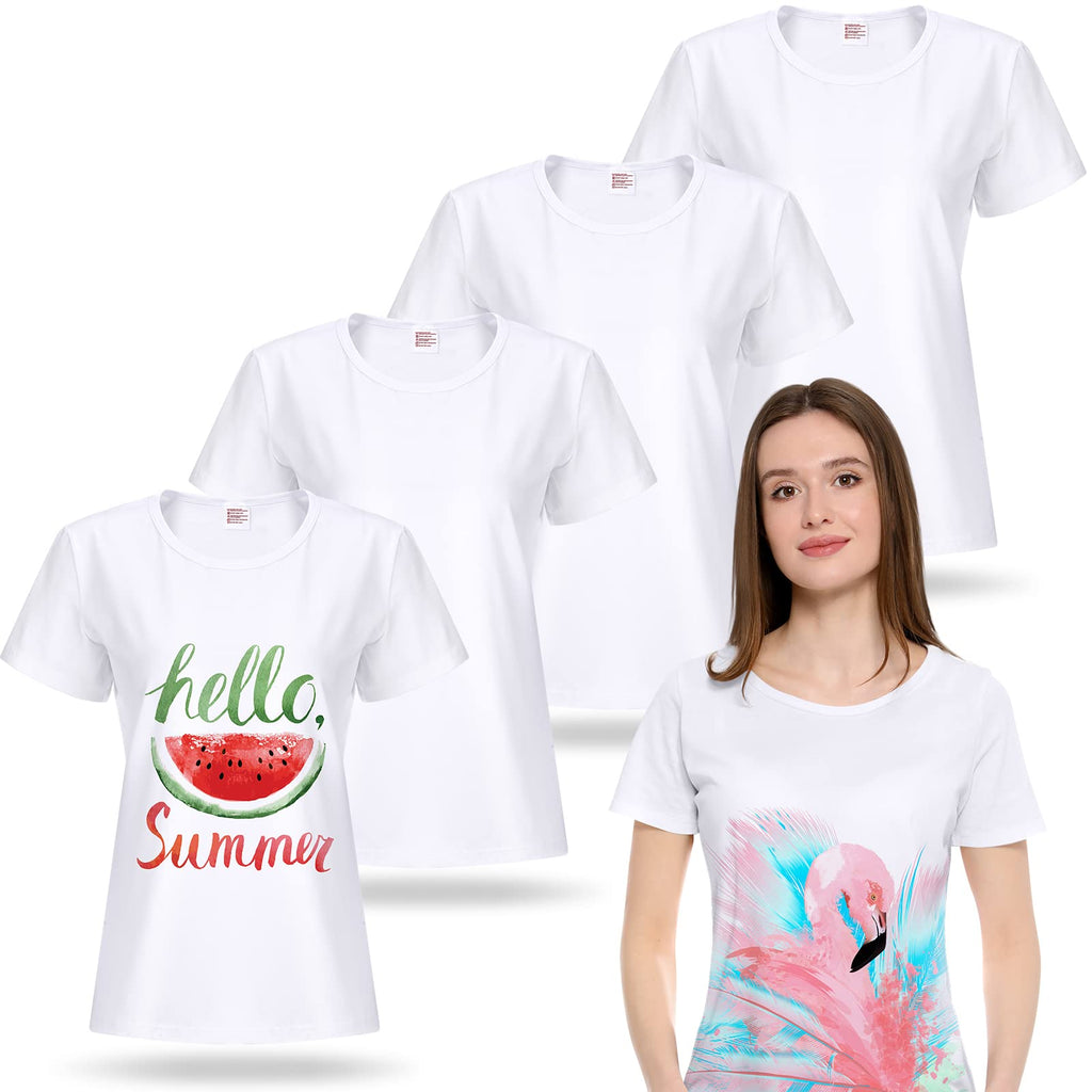 6 Pcs Adult Heat Transfer T Shirts Plain White Basic Shirts Bulk Blank Crew Neck Short Sleeve T-Shirt for Men Women