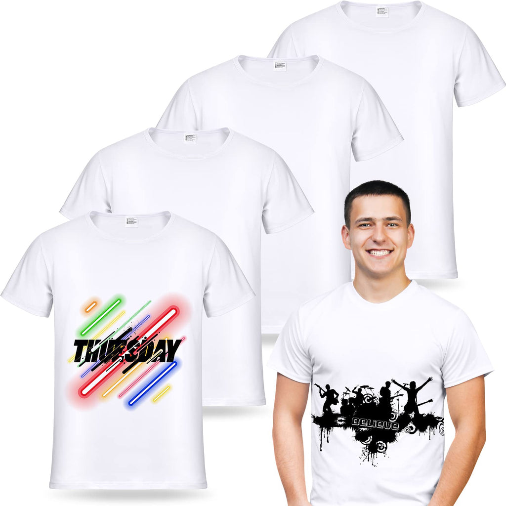 6 Pcs Adult Heat Transfer T Shirts Plain White Basic Shirts Bulk Blank Crew Neck Short Sleeve T-Shirt for Men Women