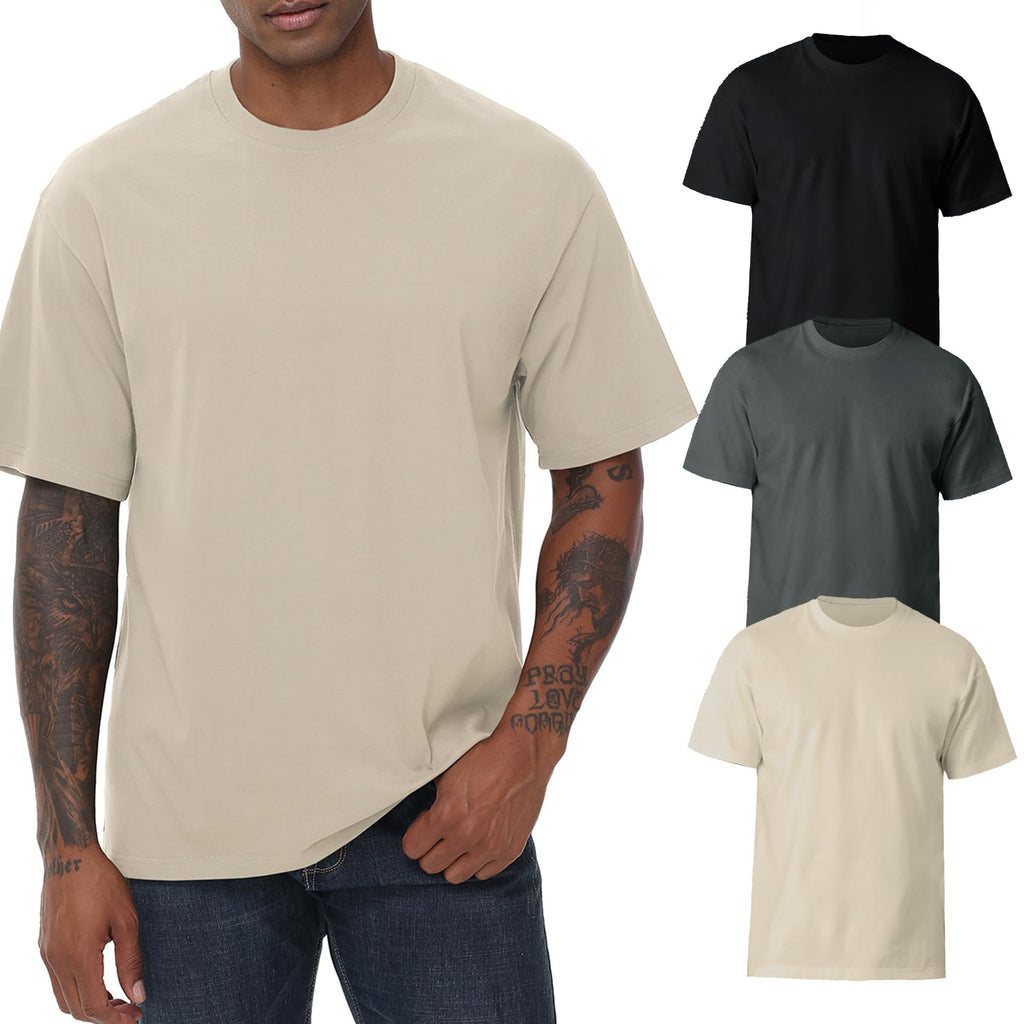KEEPSHOWING Mens Cotton T Shirts Short Sleeve Crew Neck Basic T-Shirt Essentials Crewneck Cotton T-Shirts Tees for Men