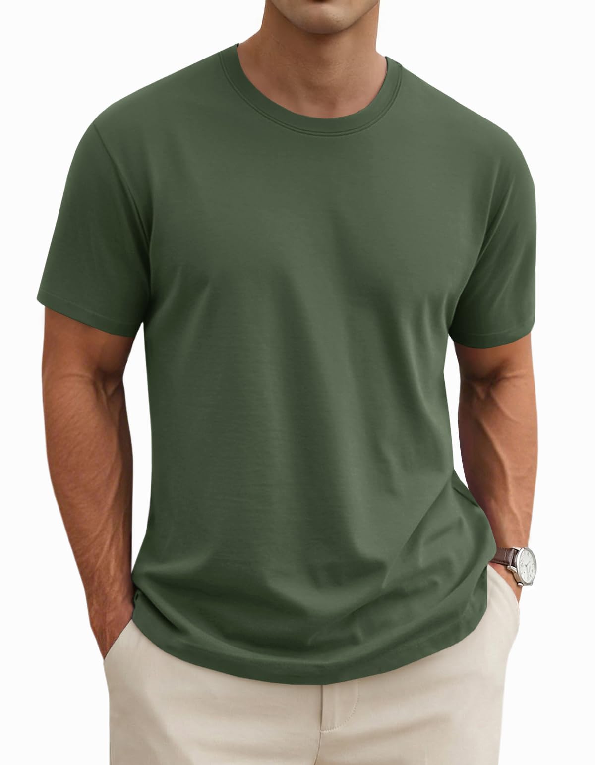 MAGNIVIT Men's Shirts Short Sleeve Cotton T-Shirt Crew Neck Light Tees Classic Basic Casual Tops Plain Soft Shirt