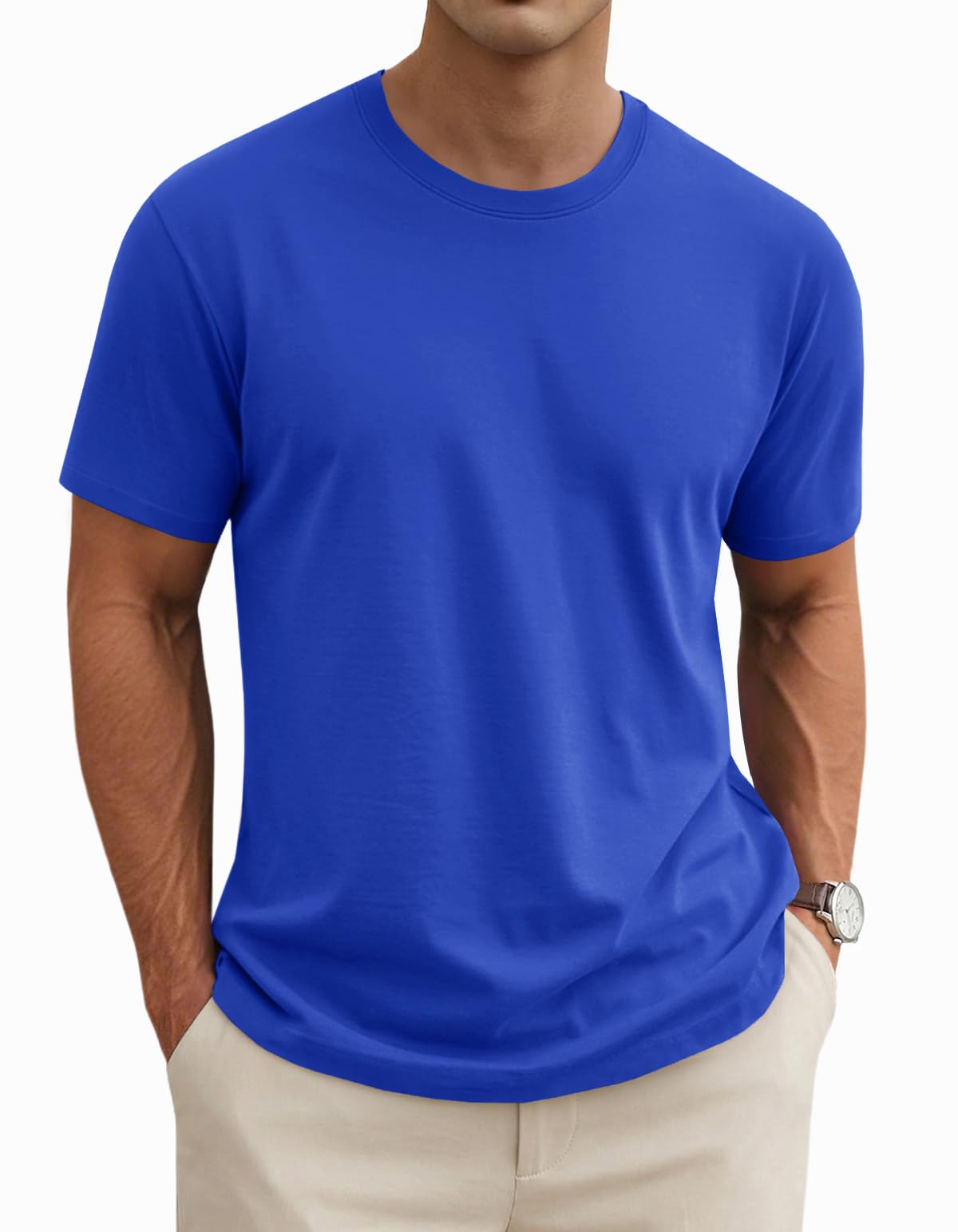 MAGNIVIT Men's Shirts Short Sleeve Cotton T-Shirt Crew Neck Light Tees Classic Basic Casual Tops Plain Soft Shirt