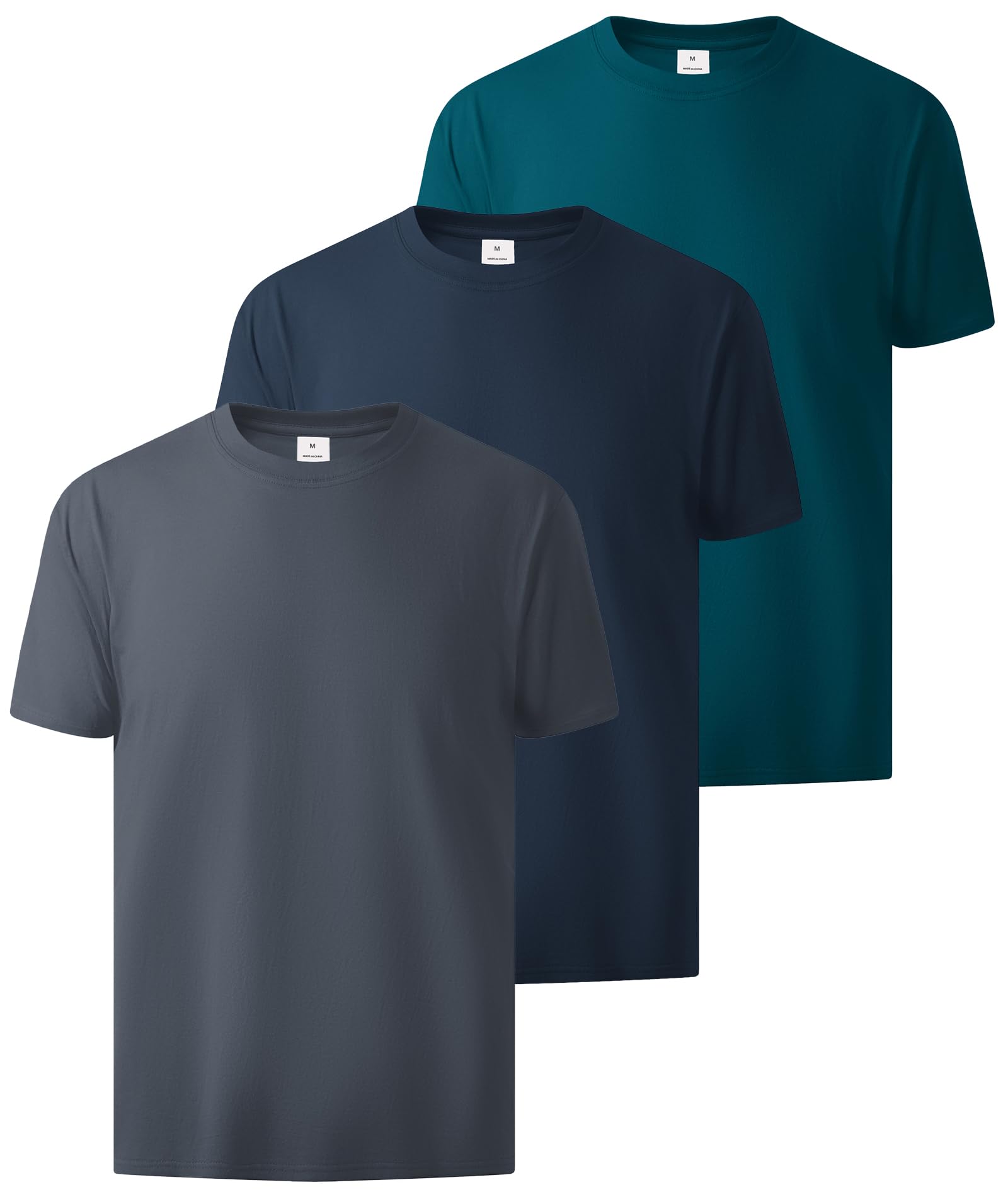 ZITY 3 Pack Men's T-Shirts Cotton Crew Neck Basic Tee Short Sleeve Soft Casual Shirts Summer Tops