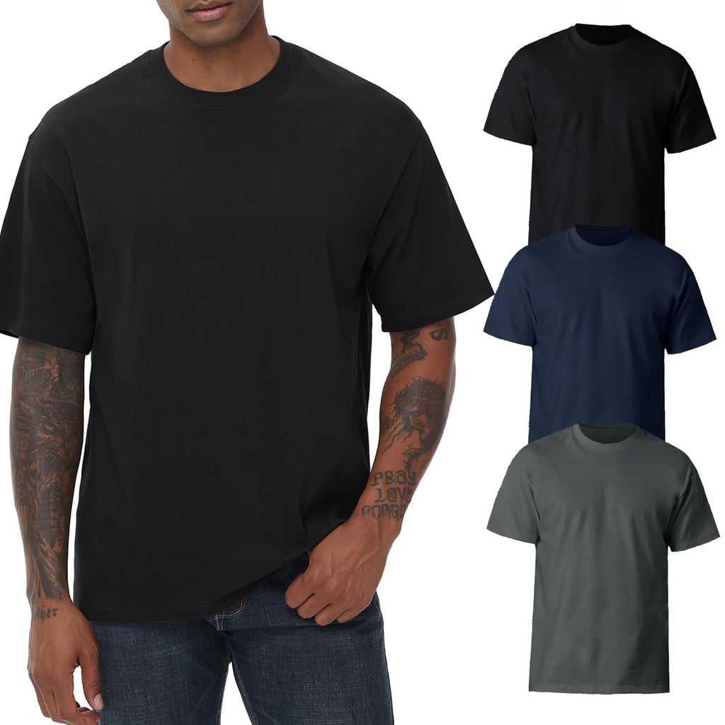 KEEPSHOWING Mens Cotton T Shirts Short Sleeve Crew Neck Basic T-Shirt Essentials Crewneck Cotton T-Shirts Tees for Men