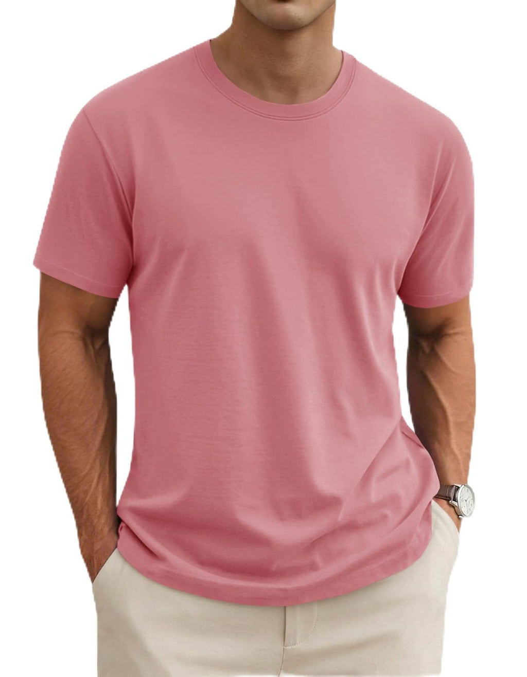 MAGNIVIT Men's Shirts Short Sleeve Cotton T-Shirt Crew Neck Light Tees Classic Basic Casual Tops Plain Soft Shirt