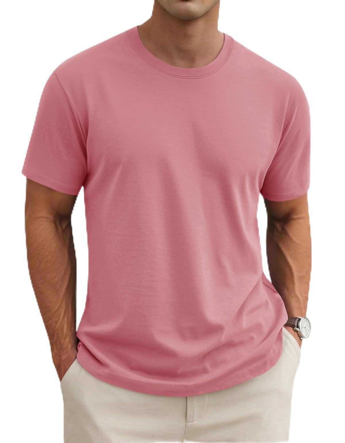 MAGNIVIT Men's Shirts Short Sleeve Cotton T-Shirt Crew Neck Light Tees Classic Basic Casual Tops Plain Soft Shirt
