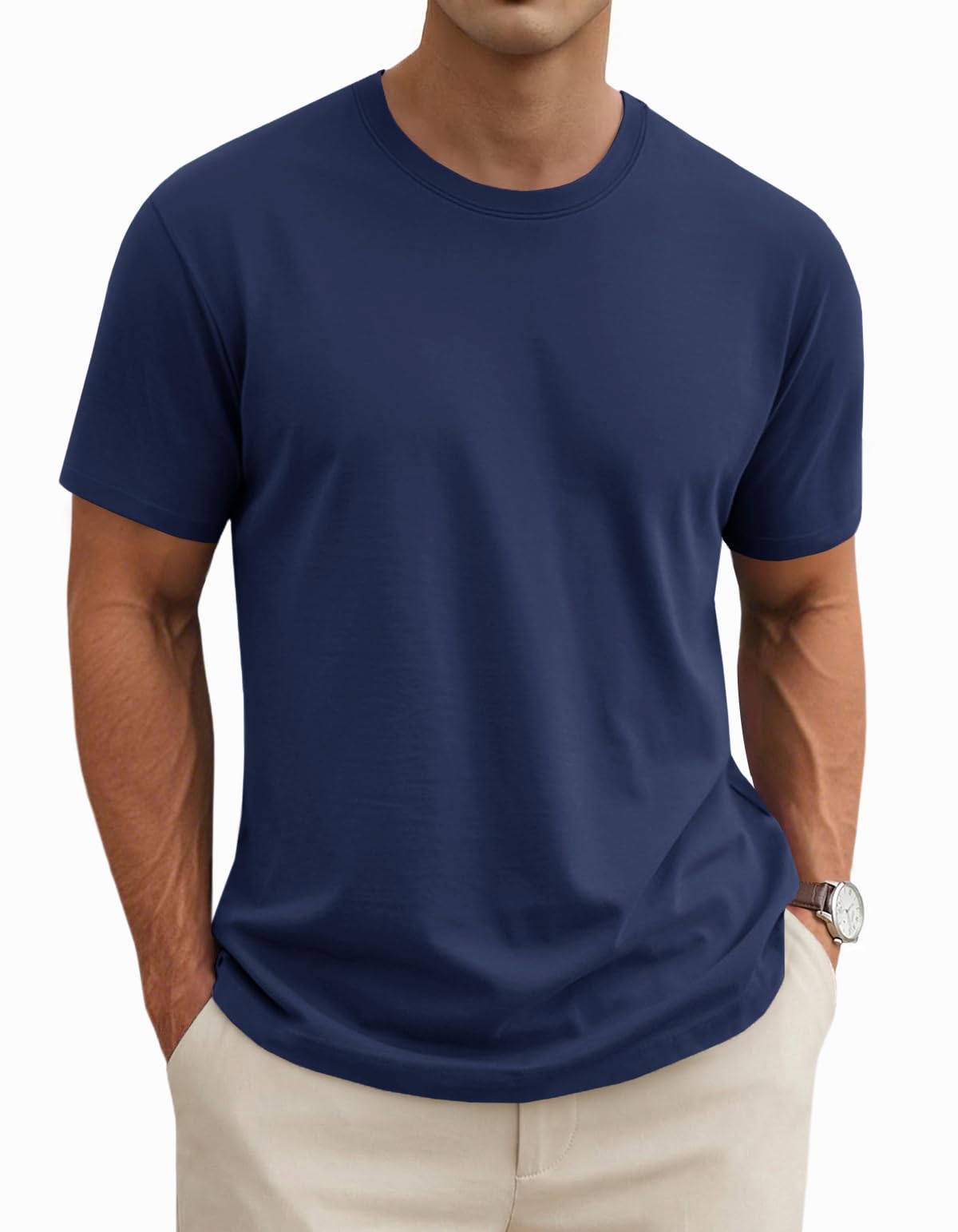 MAGNIVIT Men's Shirts Short Sleeve Cotton T-Shirt Crew Neck Light Tees Classic Basic Casual Tops Plain Soft Shirt
