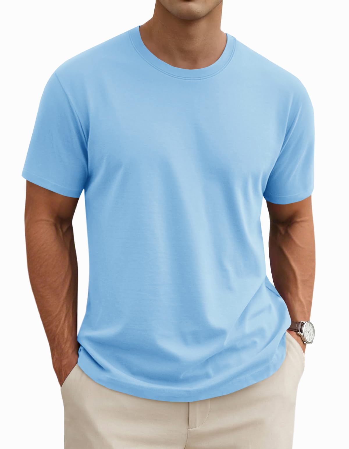 MAGNIVIT Men's Shirts Short Sleeve Cotton T-Shirt Crew Neck Light Tees Classic Basic Casual Tops Plain Soft Shirt