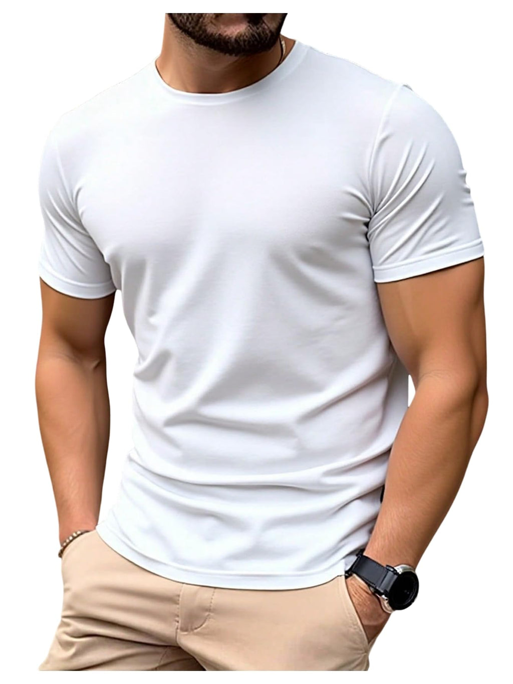 Runcati Mens Short Sleeve T-Shirts Crew Neck Casual Shirt Summer Classic Basic Lightweight Fashion Tees