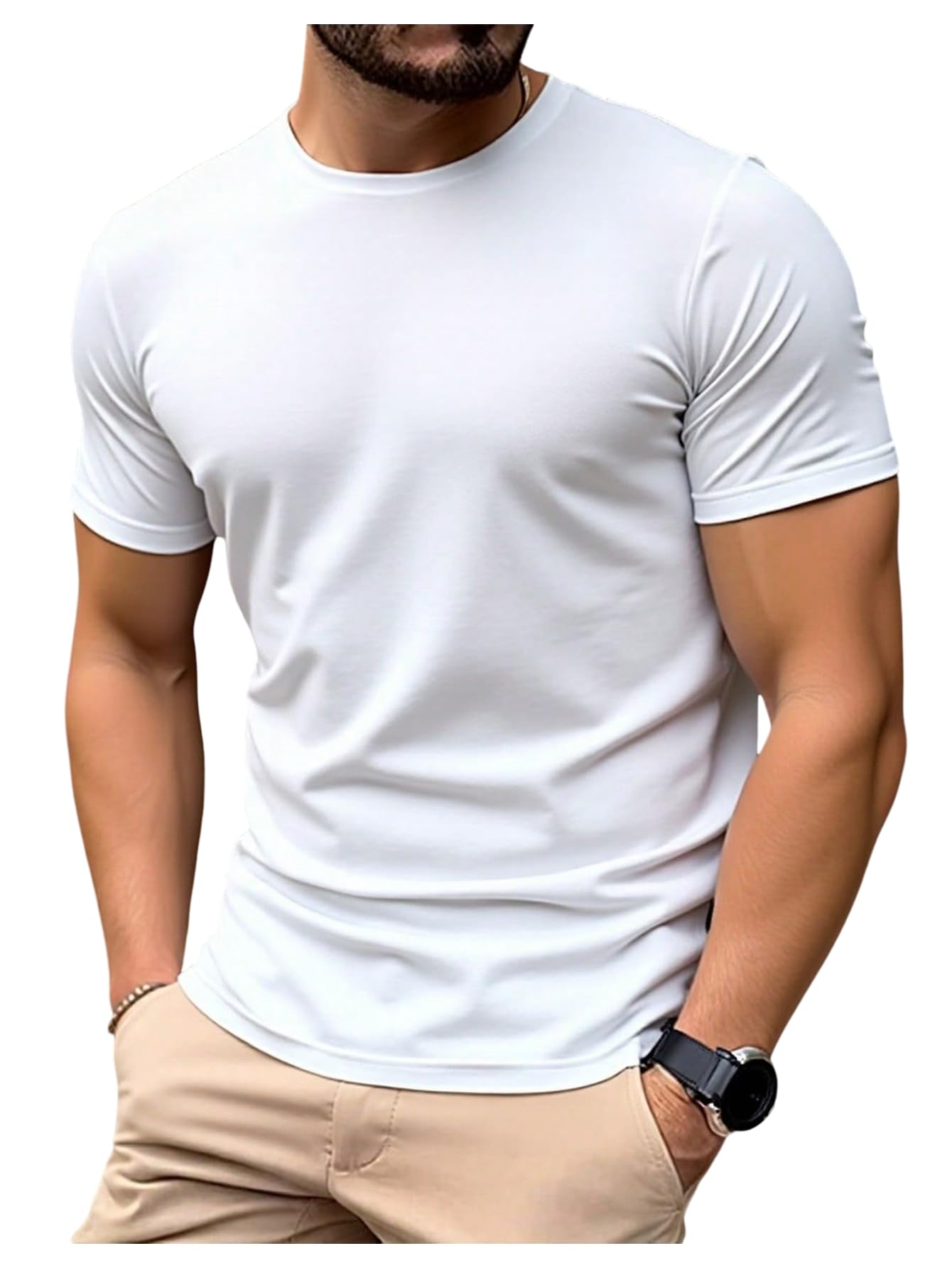 Runcati Mens Short Sleeve T-Shirts Crew Neck Casual Shirt Summer Classic Basic Lightweight Fashion Tees