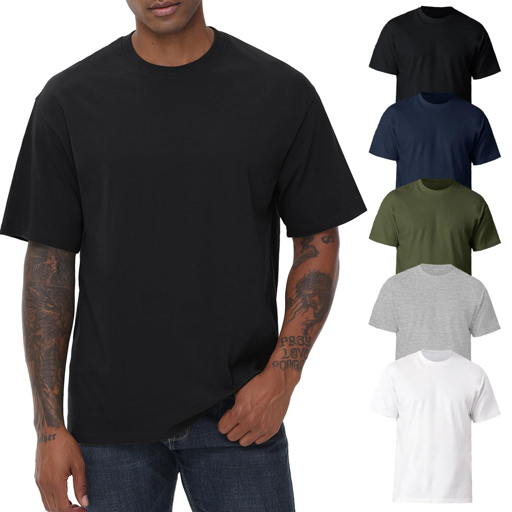 KEEPSHOWING Mens Cotton T Shirts Short Sleeve Crew Neck Basic T-Shirt Essentials Crewneck Cotton T-Shirts Tees for Men