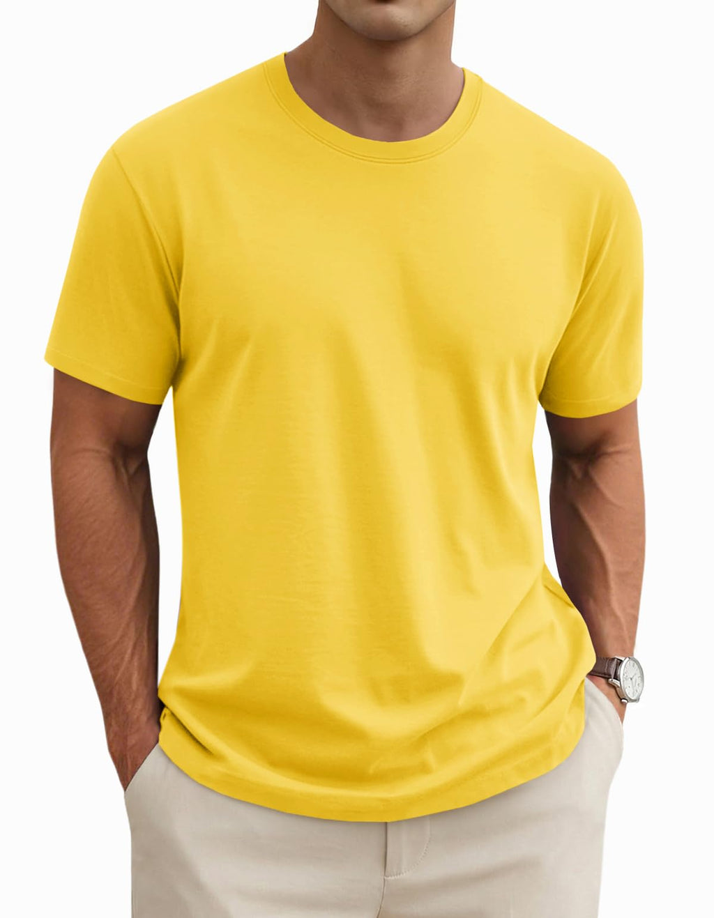 MAGNIVIT Men's Shirts Short Sleeve Cotton T-Shirt Crew Neck Light Tees Classic Basic Casual Tops Plain Soft Shirt