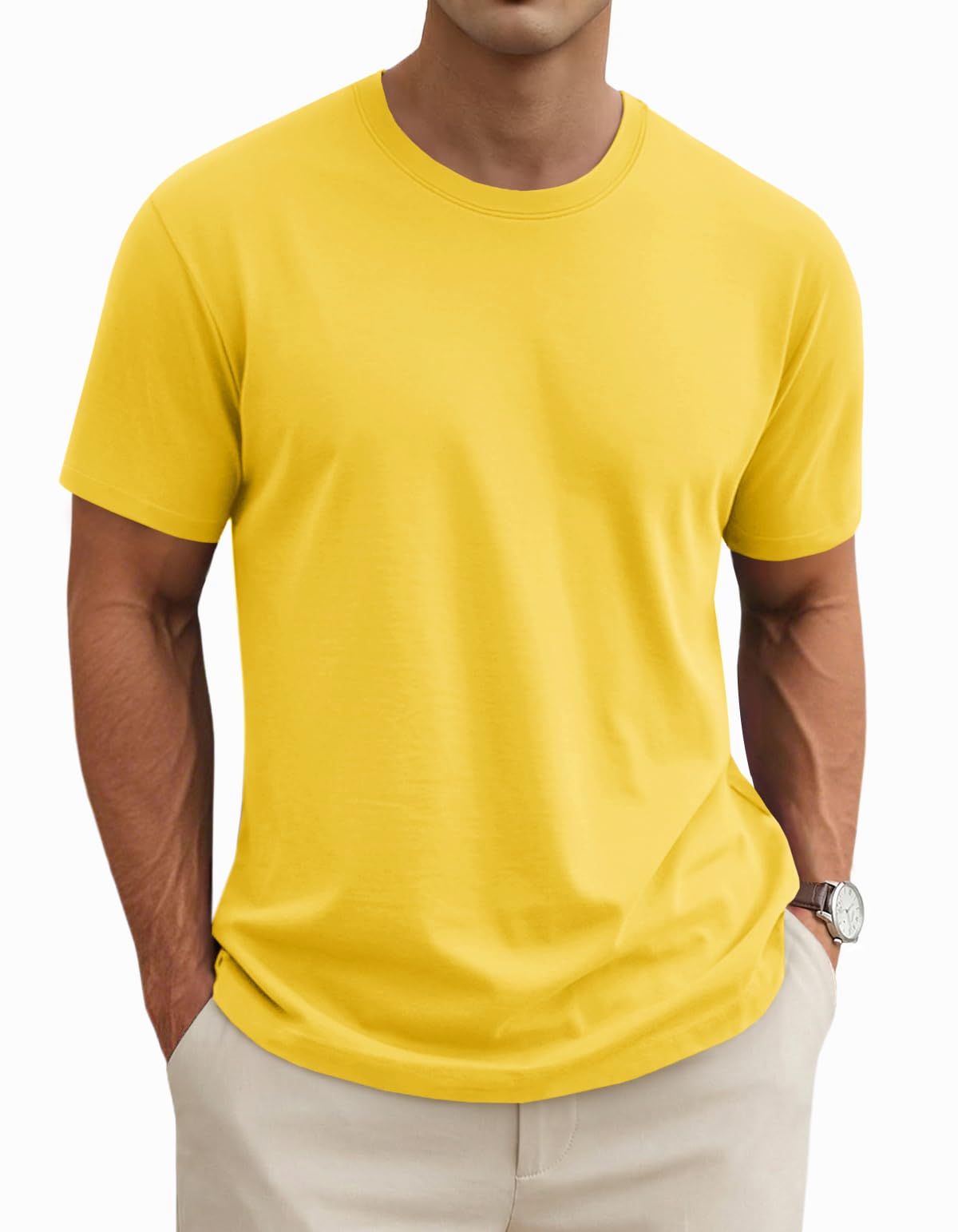 MAGNIVIT Men's Shirts Short Sleeve Cotton T-Shirt Crew Neck Light Tees Classic Basic Casual Tops Plain Soft Shirt