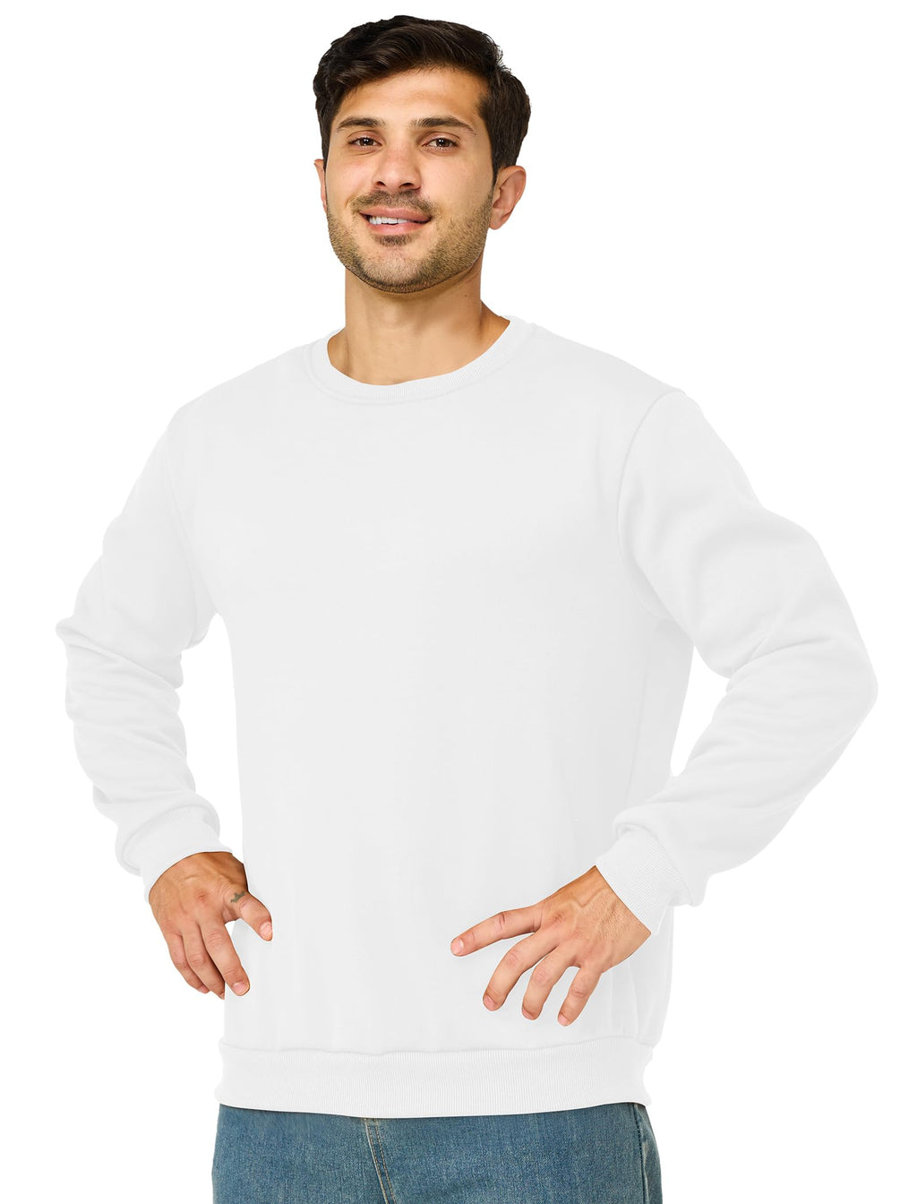 Mens Crewneck Sweatshirts Casual Fleece Pullover Sweatshirt Long Sleeve Basic Sweat Shirts