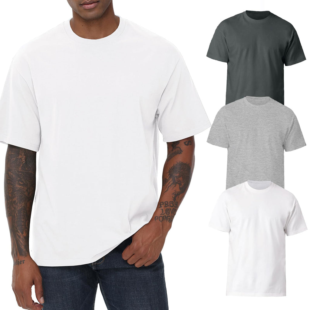KEEPSHOWING Mens Cotton T Shirts Short Sleeve Crew Neck Basic T-Shirt Essentials Crewneck Cotton T-Shirts Tees for Men