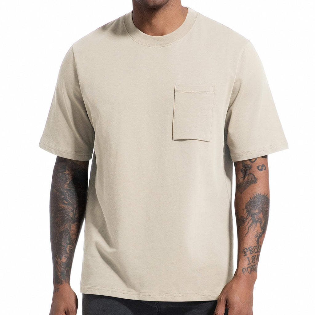Men's Casual Oversized Heavyweight Drop Shoulder Garment Dye T-Shirt Tee Short Sleeve