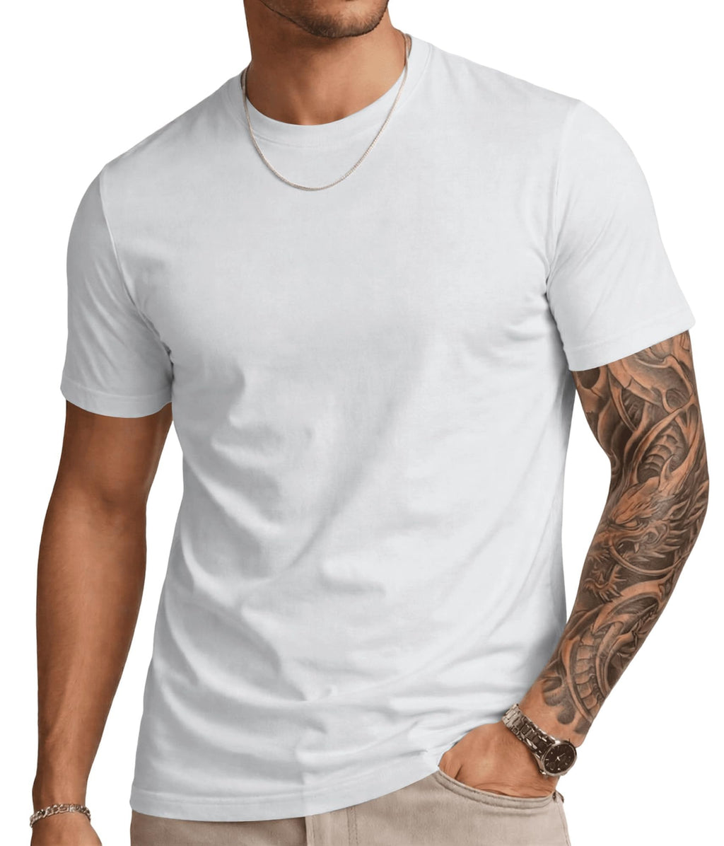 Runcati Mens Short Sleeve T-Shirts Crew Neck Casual Shirt Summer Classic Basic Lightweight Fashion Tees