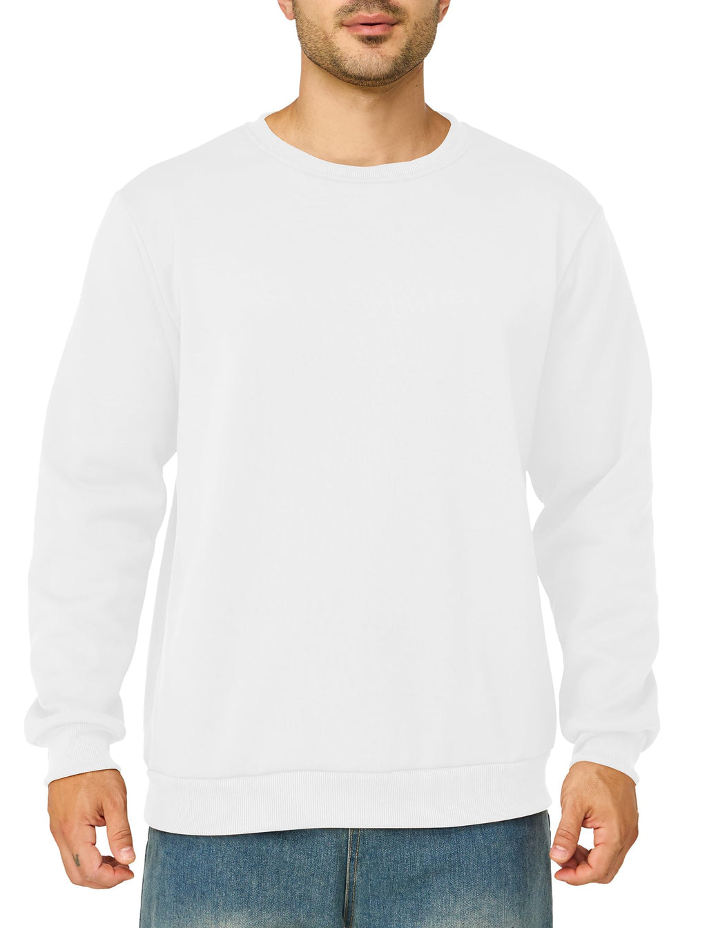 Mens Crewneck Sweatshirts Casual Fleece Pullover Sweatshirt Long Sleeve Basic Sweat Shirts