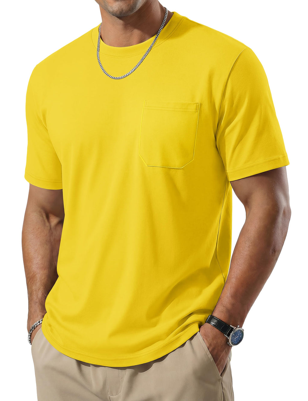 TACVASEN Men's Pocket T-Shirt UPF 80+ Short Sleeve Soft Crew Neck Lightweight Tee Summer Casual Basic Plain Tshirts
