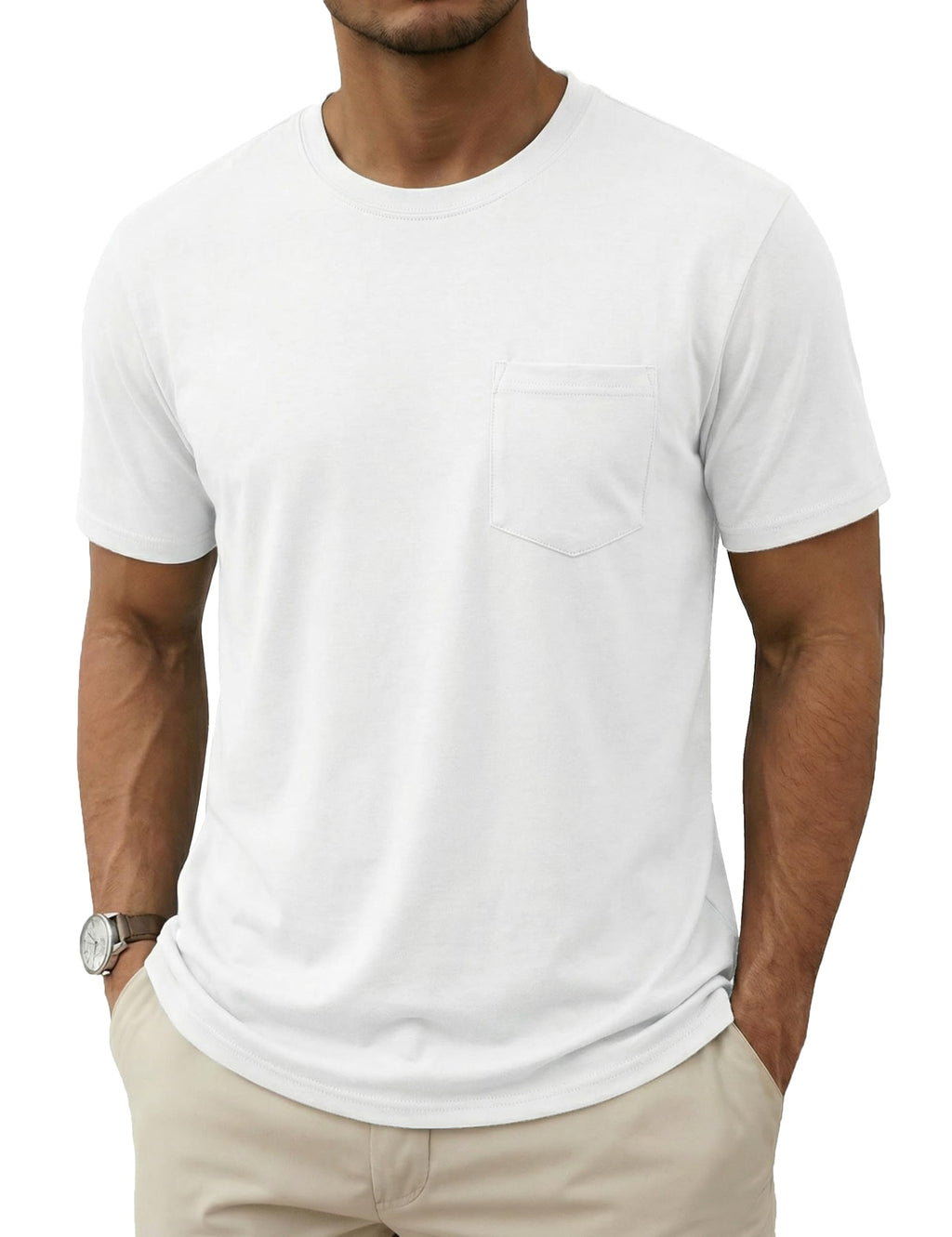 TACVASEN Men's Pocket T-Shirt UPF 80+ Short Sleeve Soft Crew Neck Lightweight Tee Summer Casual Basic Plain Tshirts