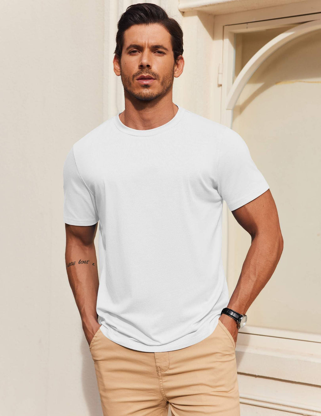 COOFANDY Men's T Shirt Short Sleeve Cotton Blend T-Shirts Crew Neck Casual Summer Basic Tee Shirts