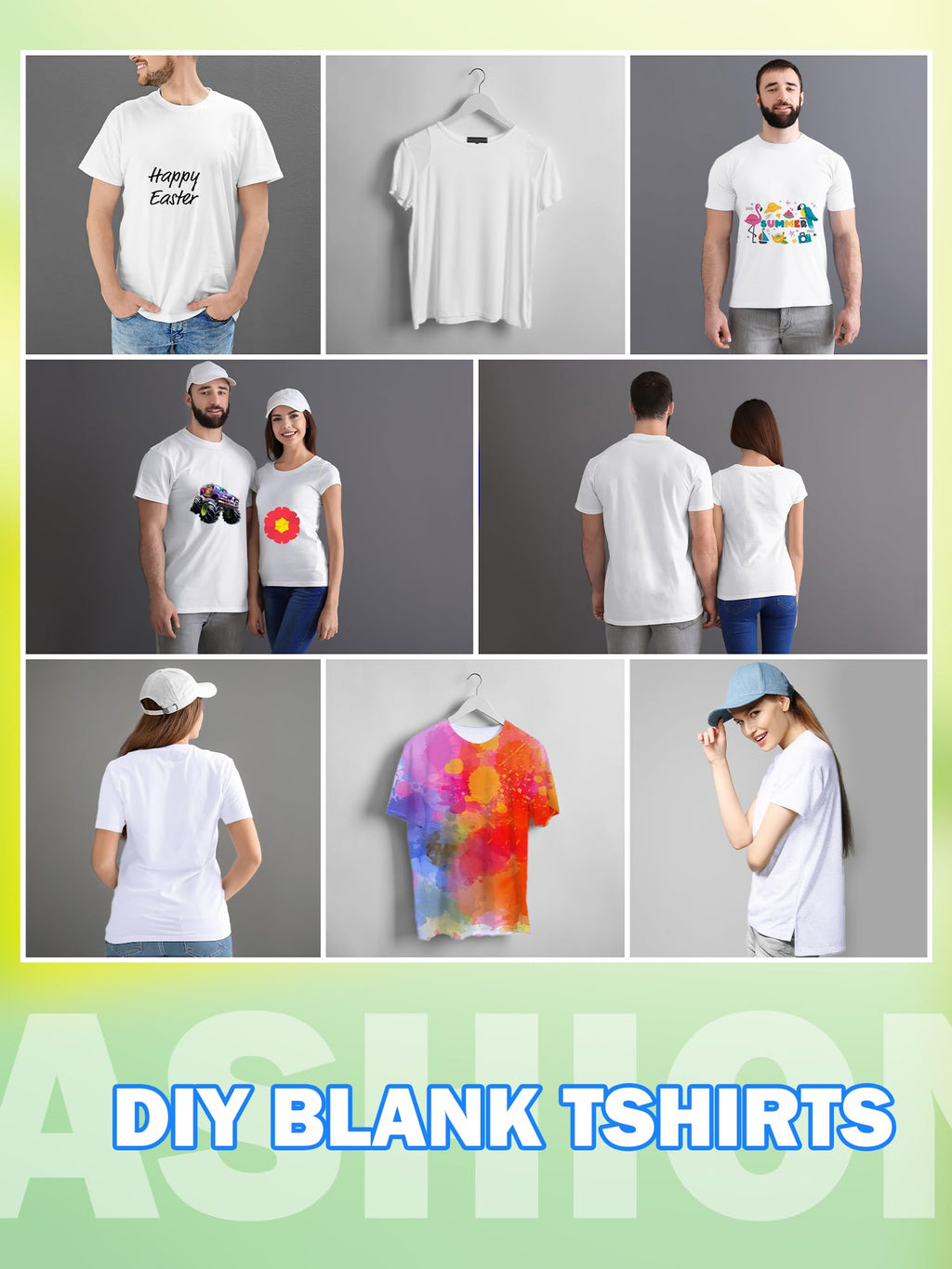 6 Pcs Adult Heat Transfer T Shirts Plain White Basic Shirts Bulk Blank Crew Neck Short Sleeve T-Shirt for Men Women
