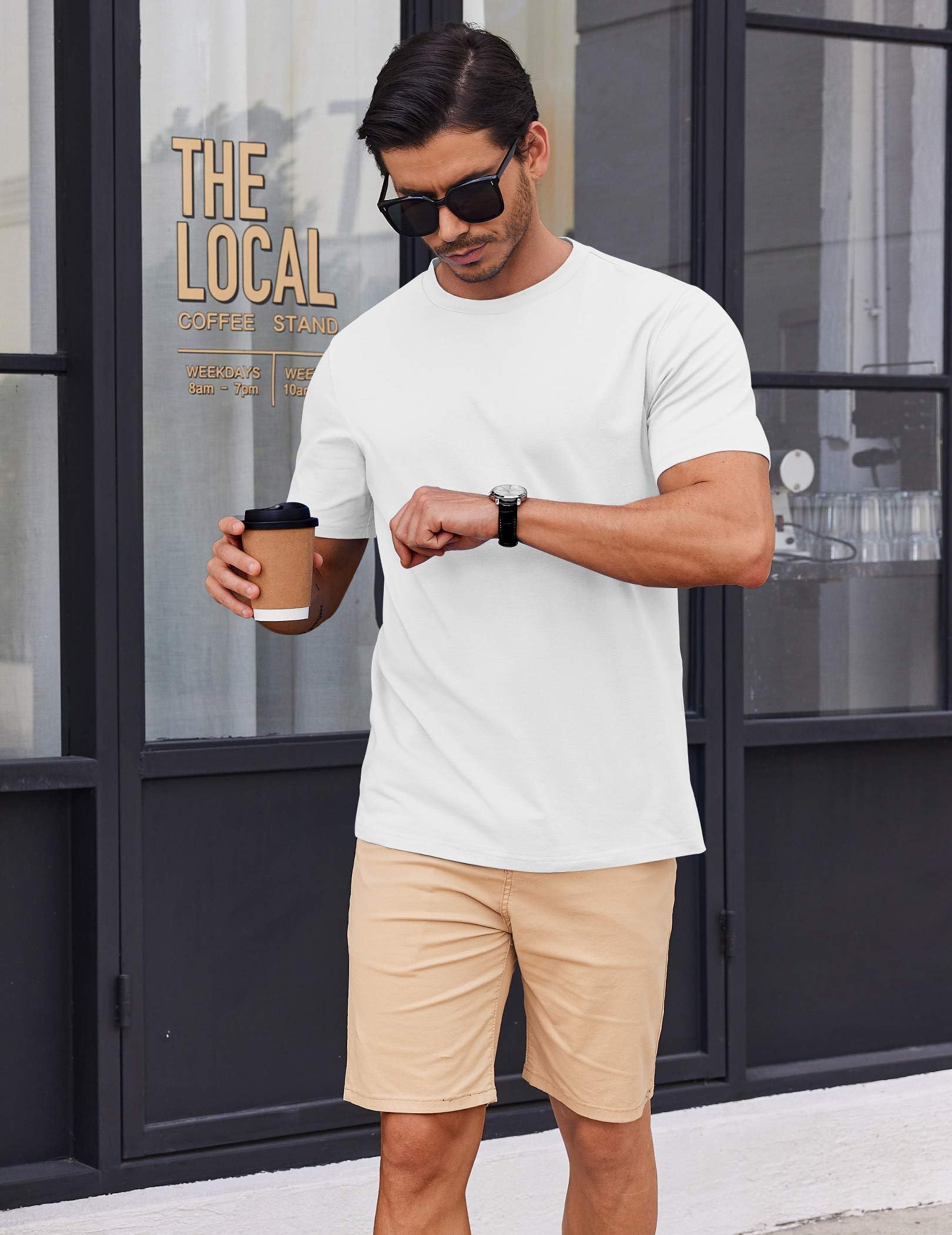 COOFANDY Men's T Shirt Short Sleeve Cotton Blend T-Shirts Crew Neck Casual Summer Basic Tee Shirts
