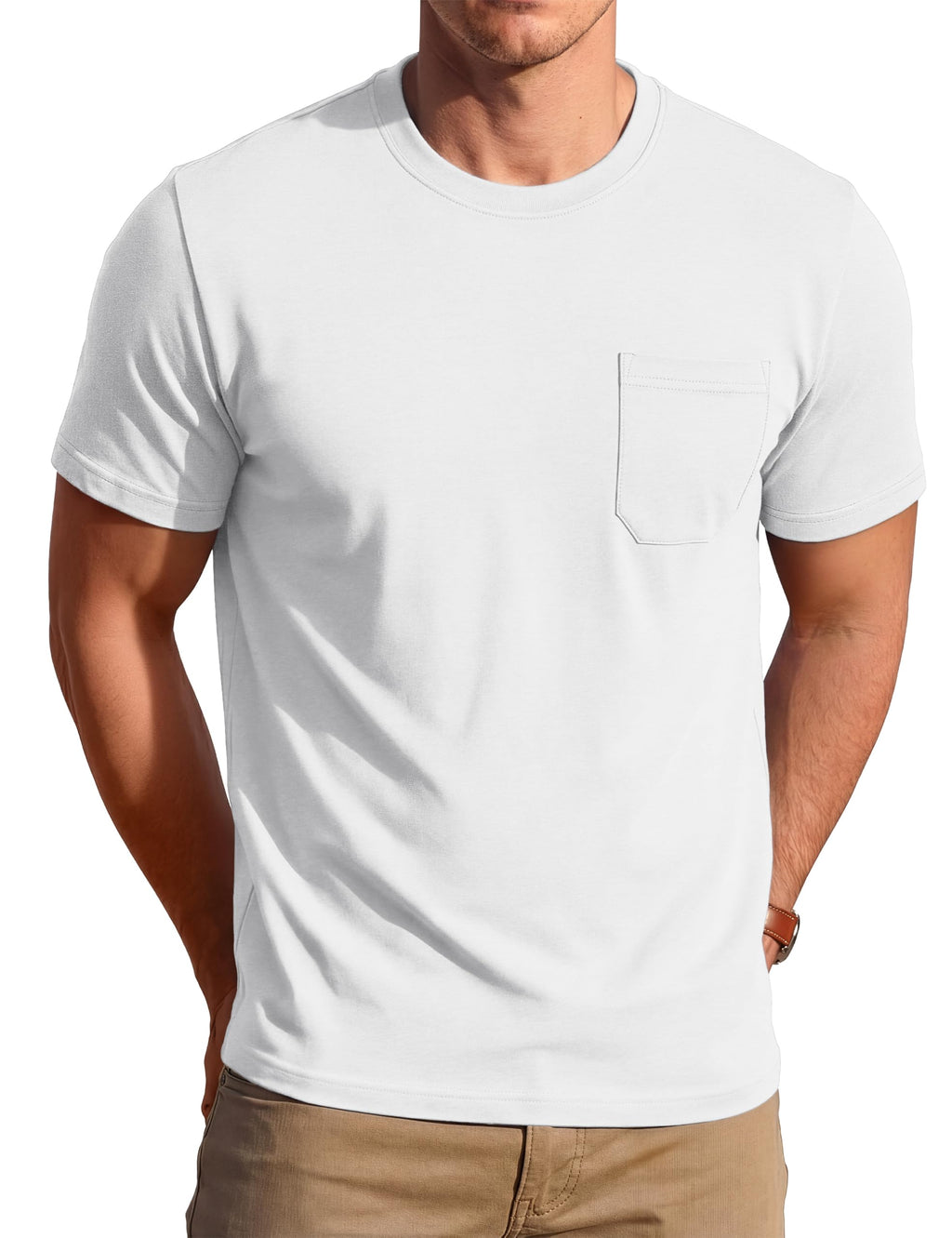 TACVASEN Men's Pocket T-Shirt UPF 80+ Short Sleeve Soft Crew Neck Lightweight Tee Summer Casual Basic Plain Tshirts