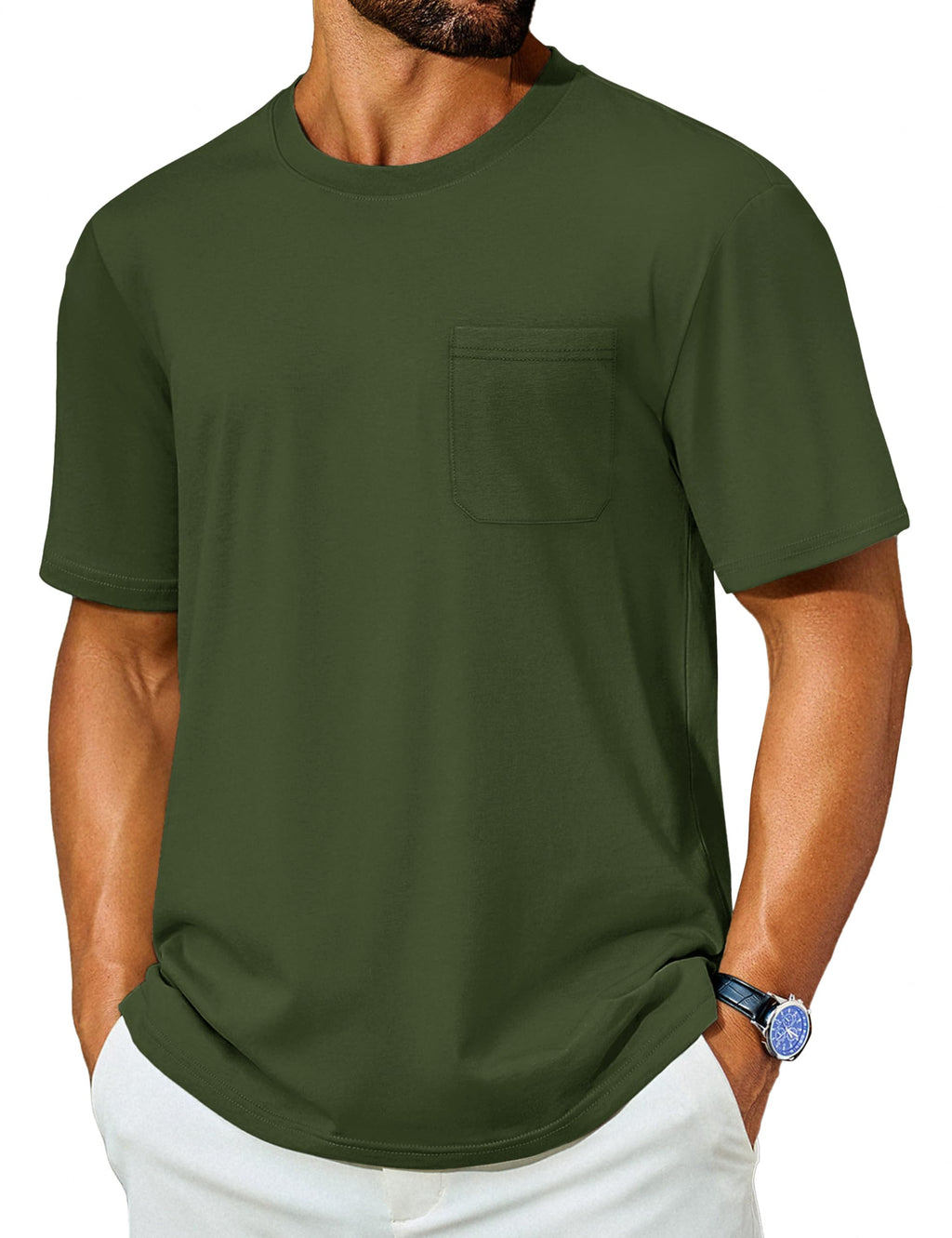 TACVASEN Men's Pocket T-Shirt UPF 80+ Short Sleeve Soft Crew Neck Lightweight Tee Summer Casual Basic Plain Tshirts