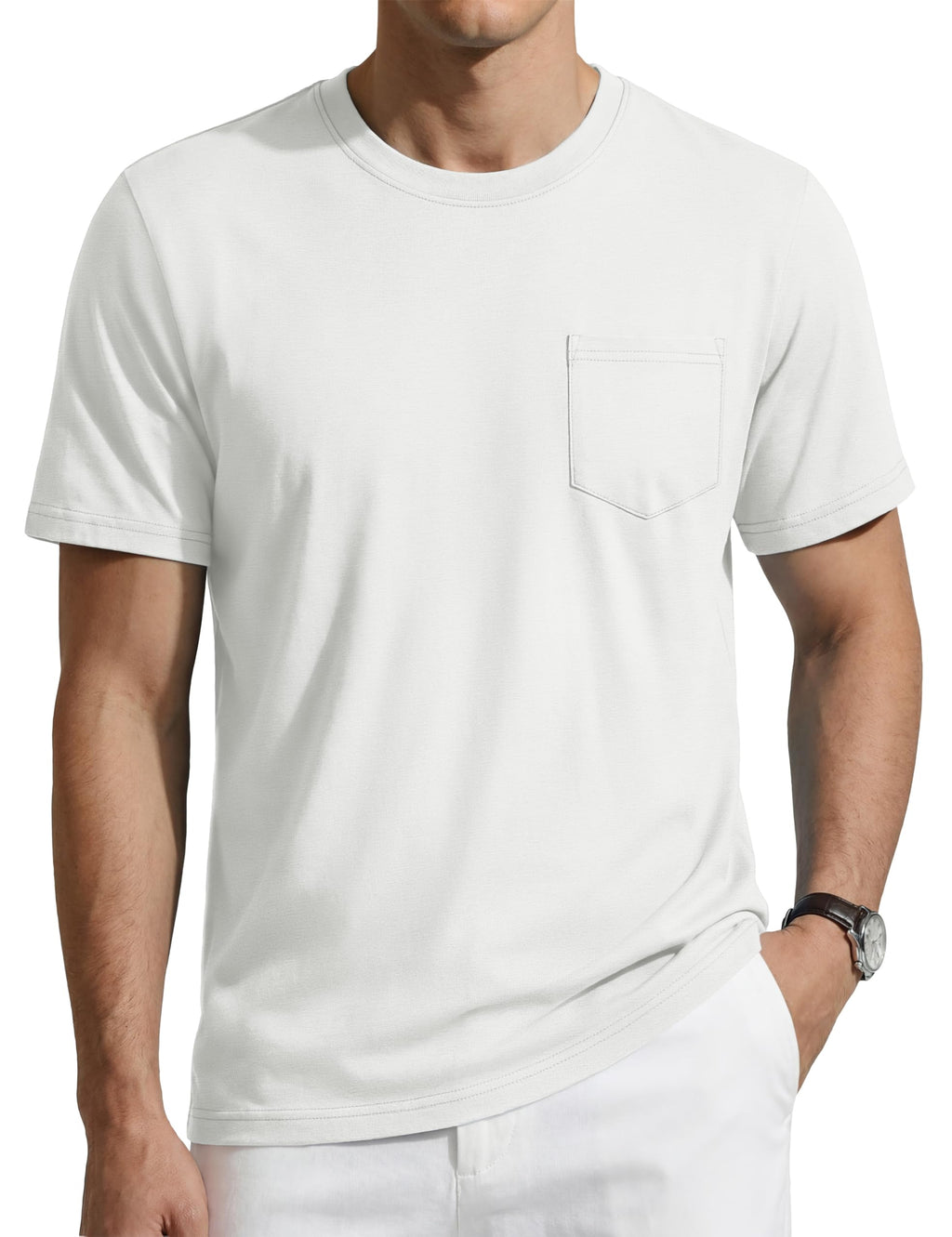 TACVASEN Men's Pocket T-Shirt UPF 80+ Short Sleeve Soft Crew Neck Lightweight Tee Summer Casual Basic Plain Tshirts