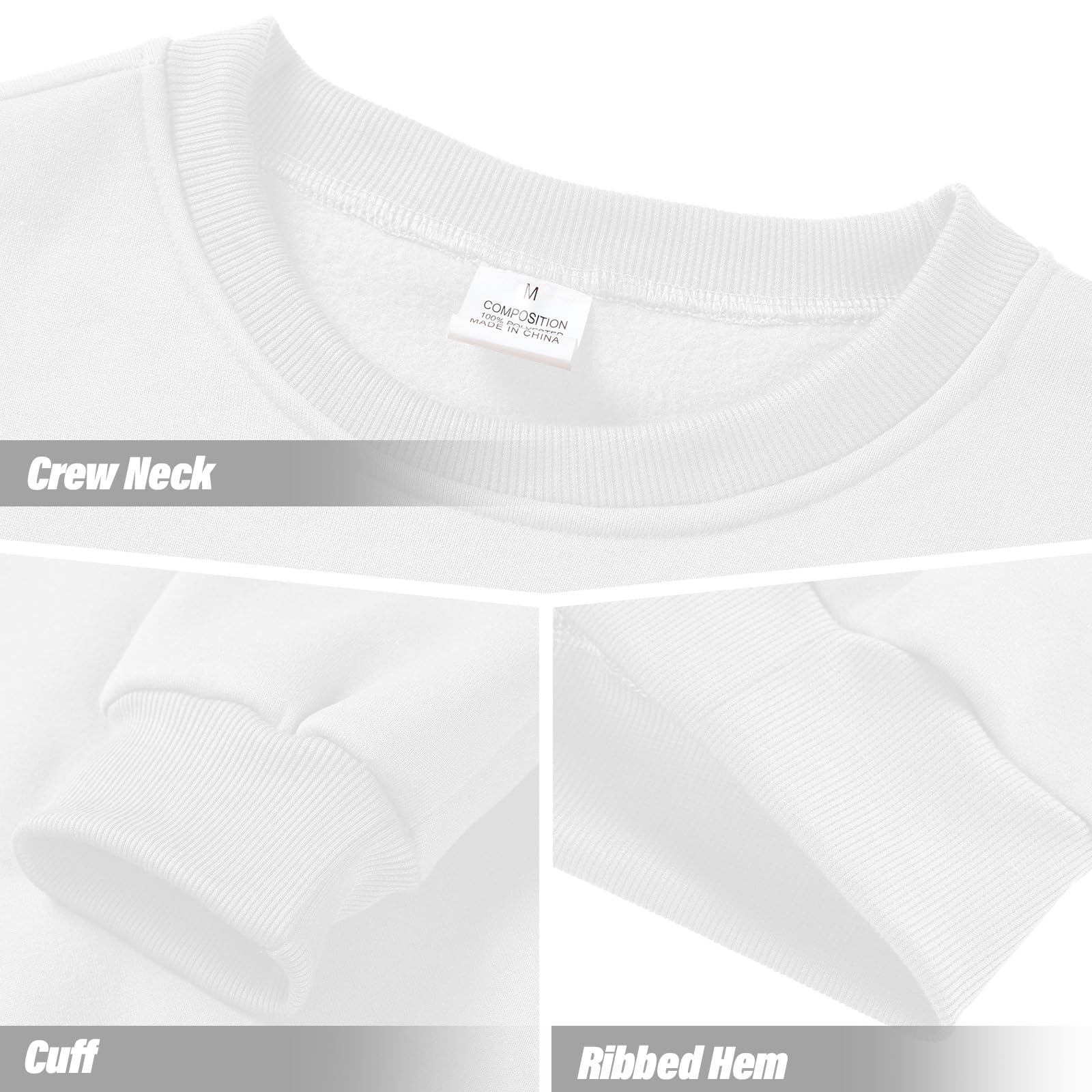 Mens Crewneck Sweatshirts Casual Fleece Pullover Sweatshirt Long Sleeve Basic Sweat Shirts
