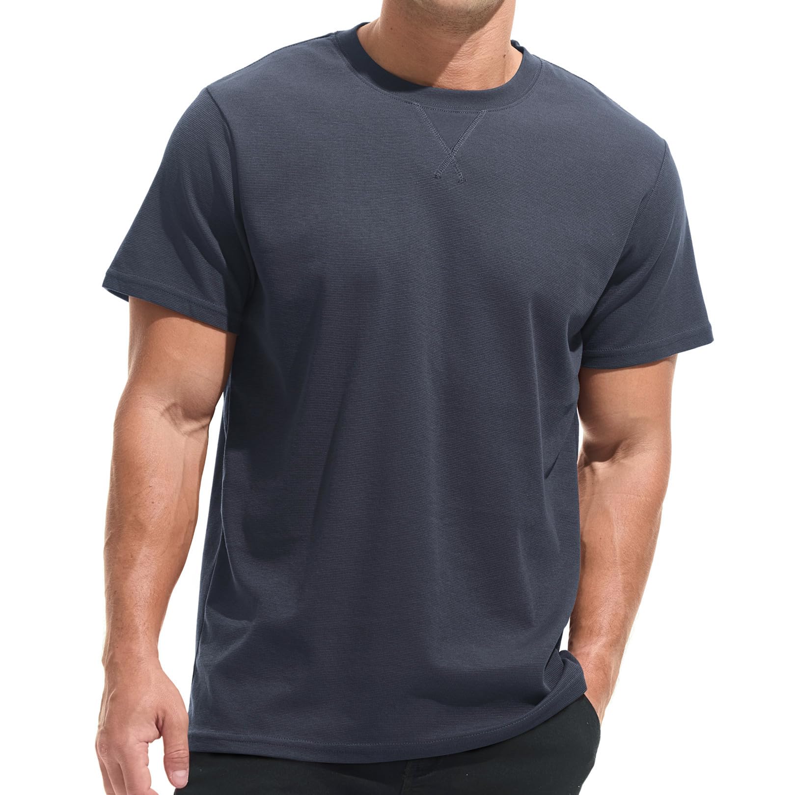 Men's Casual Oversized Heavyweight Drop Shoulder Garment Dye T-Shirt Tee Short Sleeve