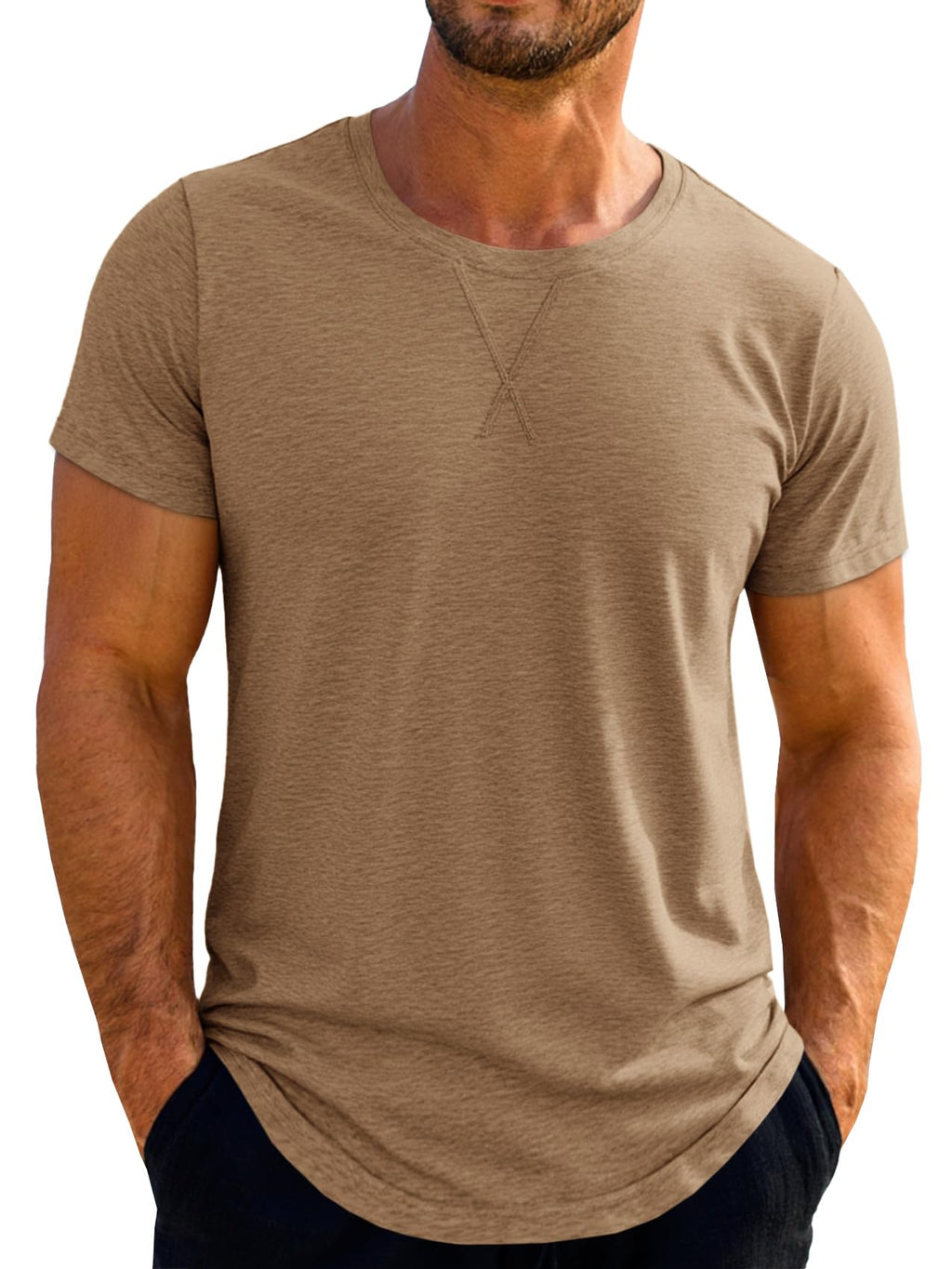 Runcati Mens Short Sleeve T-Shirts Crew Neck Casual Shirt Summer Classic Basic Lightweight Fashion Tees