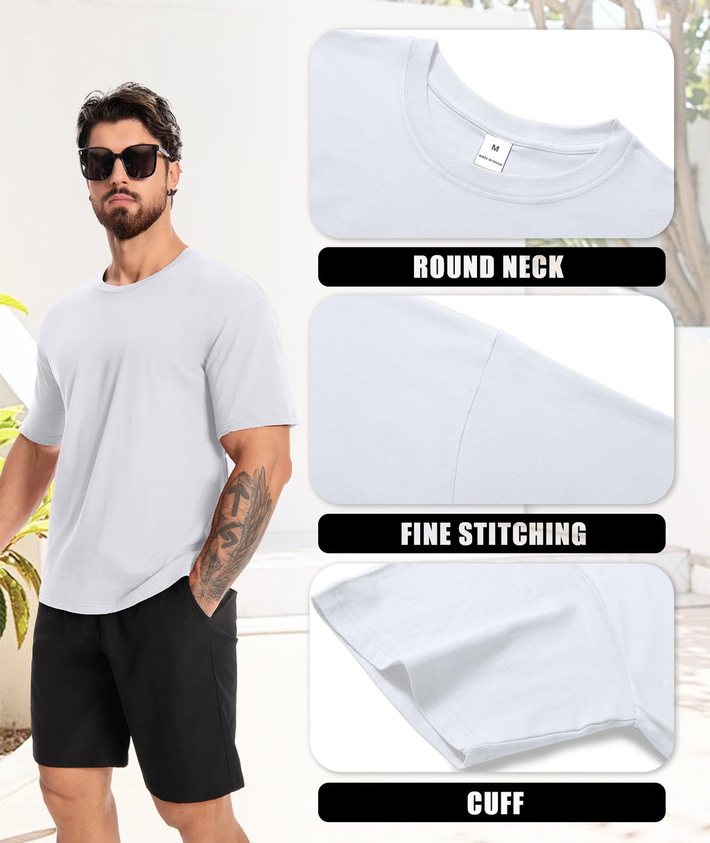 ZITY 3 Pack Men's T-Shirts Cotton Crew Neck Basic Tee Short Sleeve Soft Casual Shirts Summer Tops