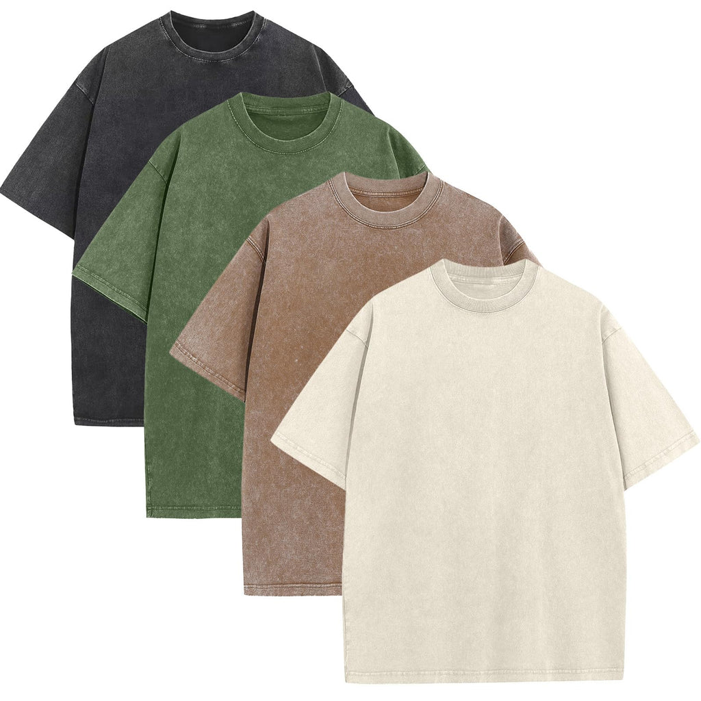 Men's Casual Oversized Heavyweight Drop Shoulder Garment Dye T-Shirt Tee Short Sleeve