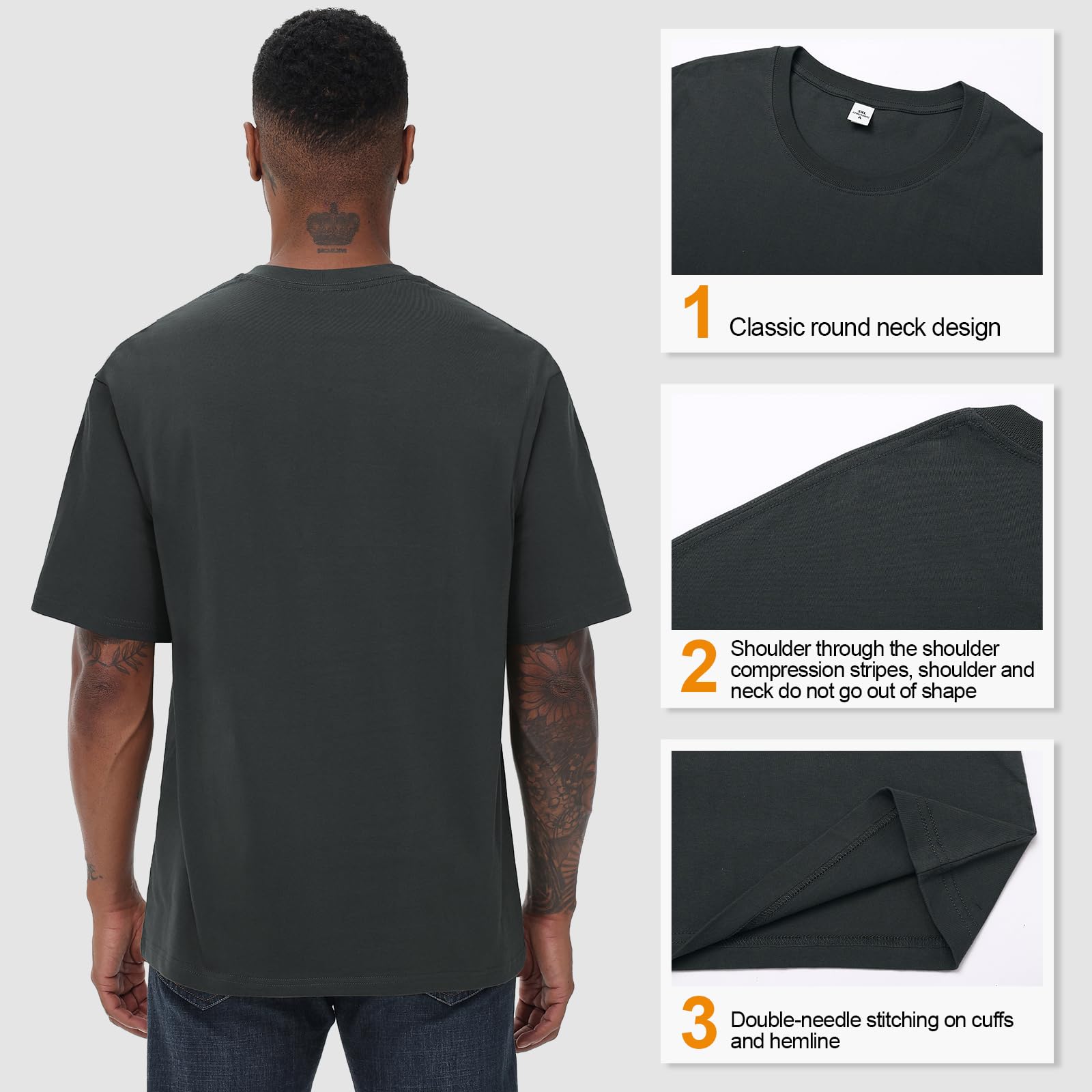 KEEPSHOWING Mens Cotton T Shirts Short Sleeve Crew Neck Basic T-Shirt Essentials Crewneck Cotton T-Shirts Tees for Men