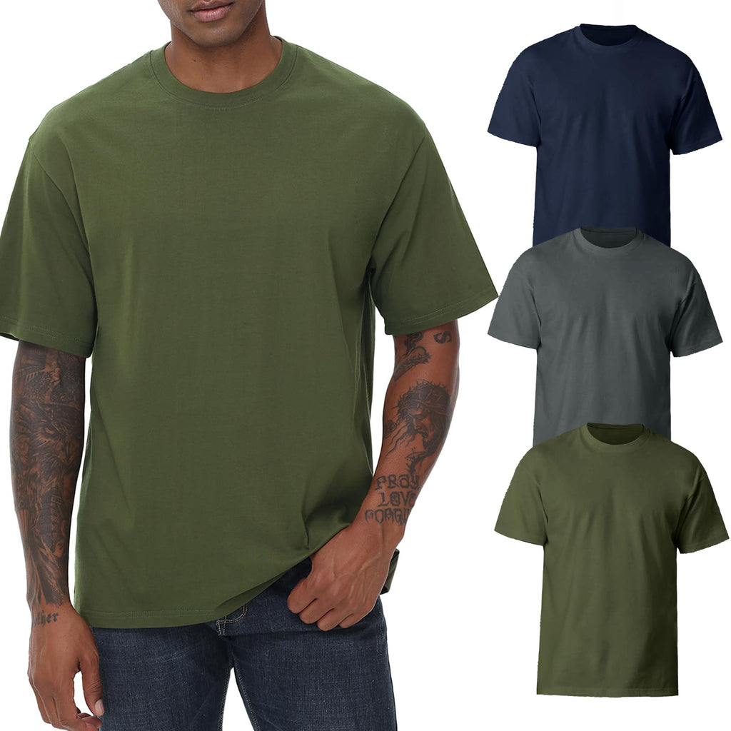 KEEPSHOWING Mens Cotton T Shirts Short Sleeve Crew Neck Basic T-Shirt Essentials Crewneck Cotton T-Shirts Tees for Men