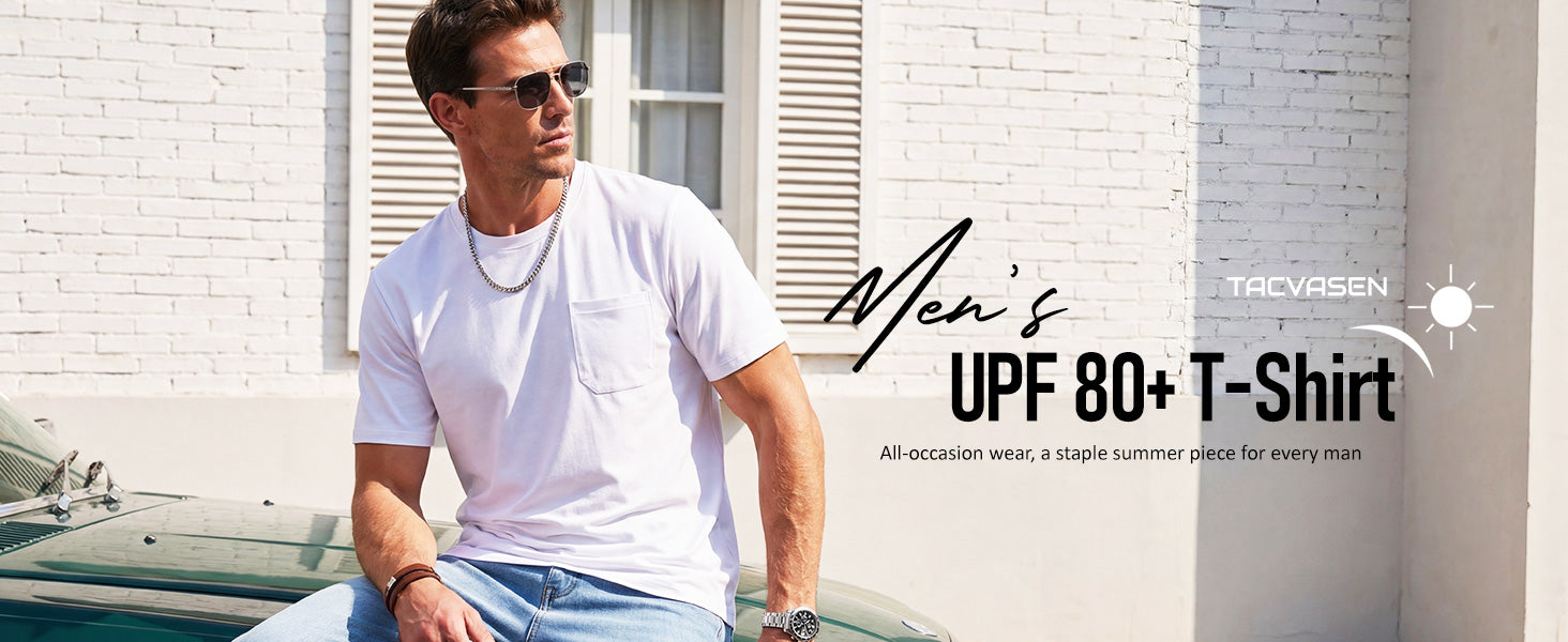 TACVASEN Men's Pocket T-Shirt UPF 80+ Short Sleeve Soft Crew Neck Lightweight Tee Summer Casual Basic Plain Tshirts