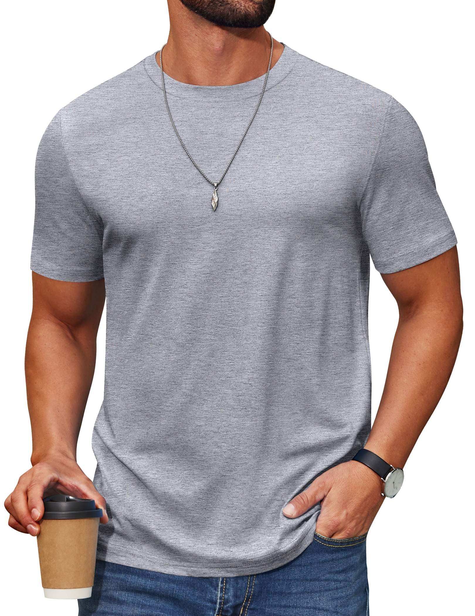 COOFANDY Men's T Shirt Short Sleeve Cotton Blend T-Shirts Crew Neck Casual Summer Basic Tee Shirts